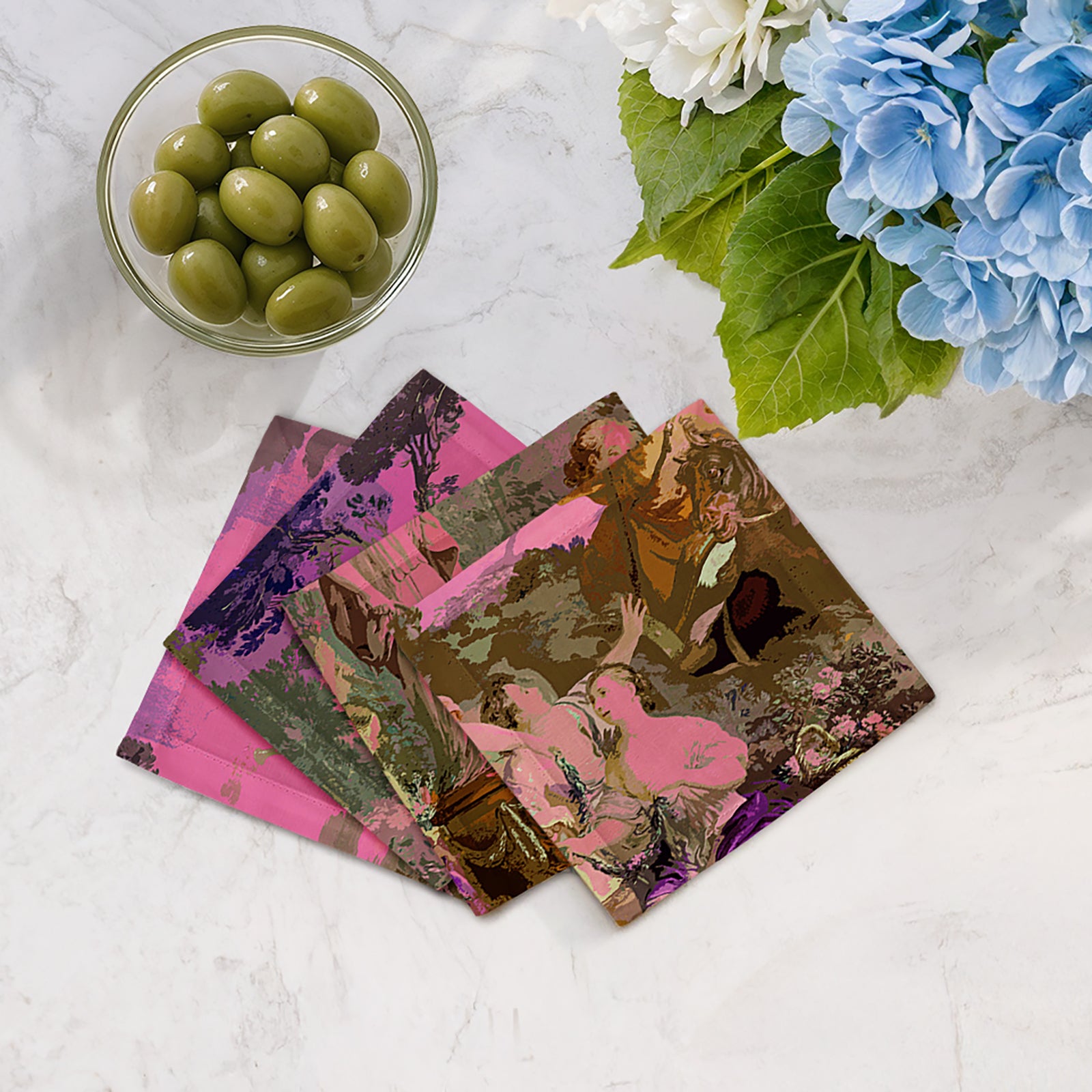 Cyprus Picnic Pop Pink Cotton Sateen Cocktail Napkins
