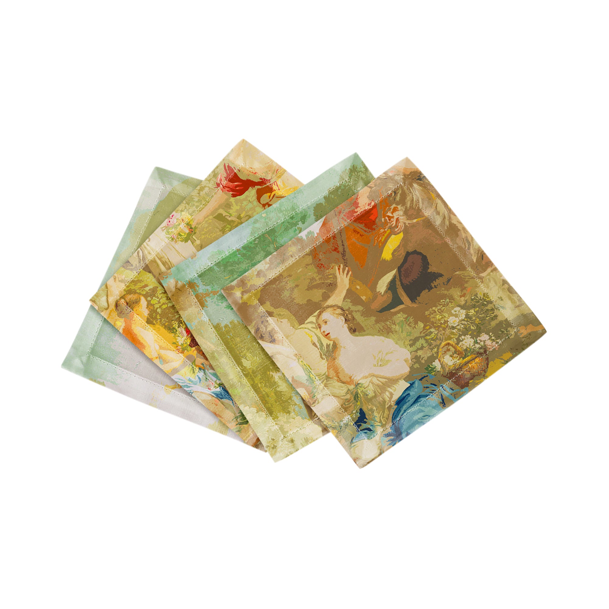 CYPRUS PICNIC VINTAGE 6"X6" HEMSTITCH COCKTAIL NAPKINS, SET OF 4 - nicolettemayer.com