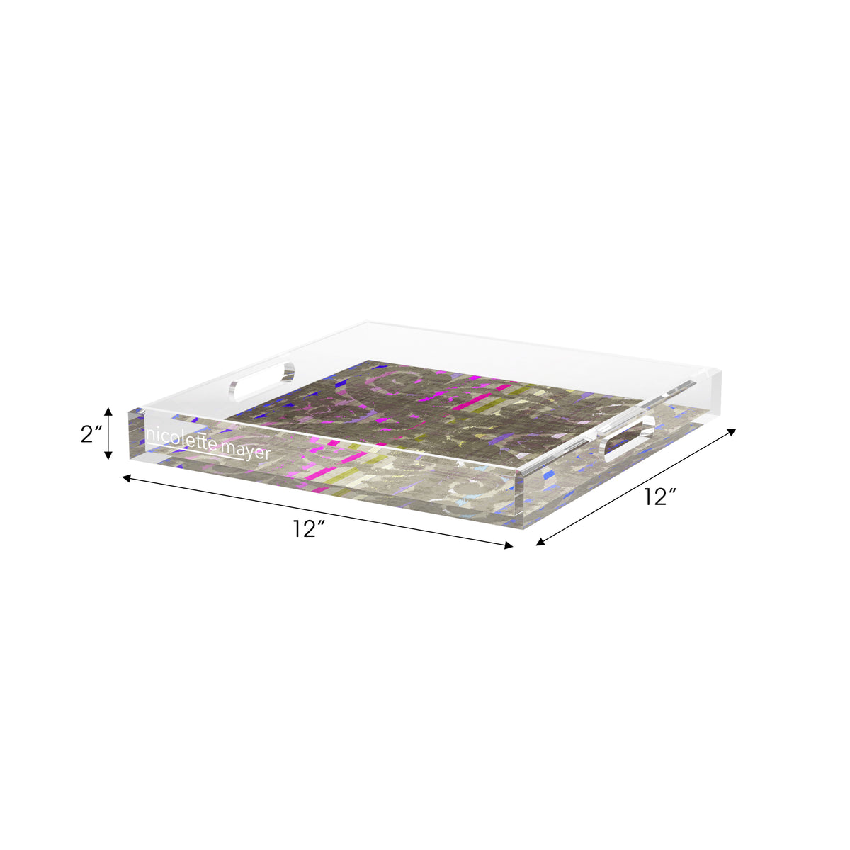 Dapper Taupe Acrylic Decorative Tray, 12 x 12 in. by Nicolette Mayer
