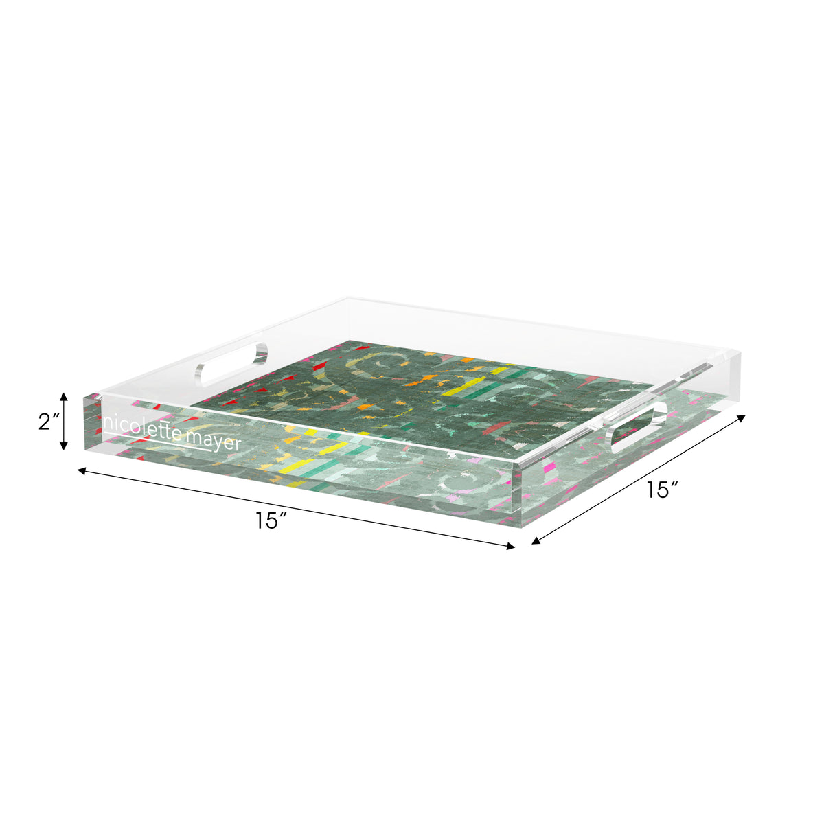 Dapper Sage Acrylic Decorative Tray, 15 x 15 in. by Nicolette Mayer