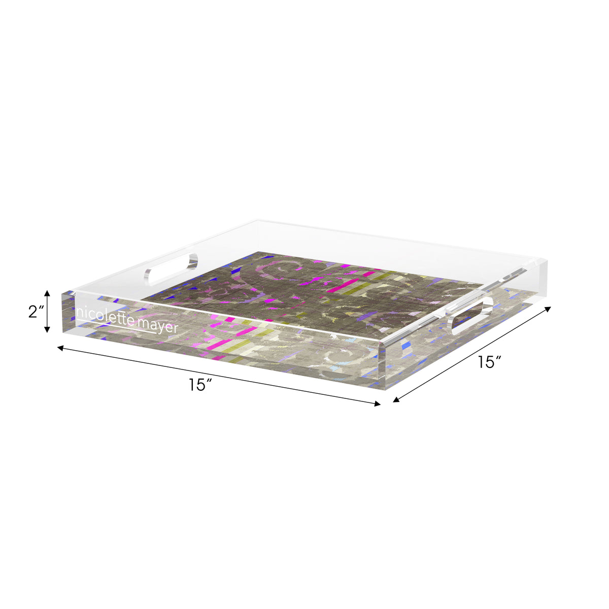 Dapper Taupe Acrylic Decorative Tray, 15 x 15 in. by Nicolette Mayer