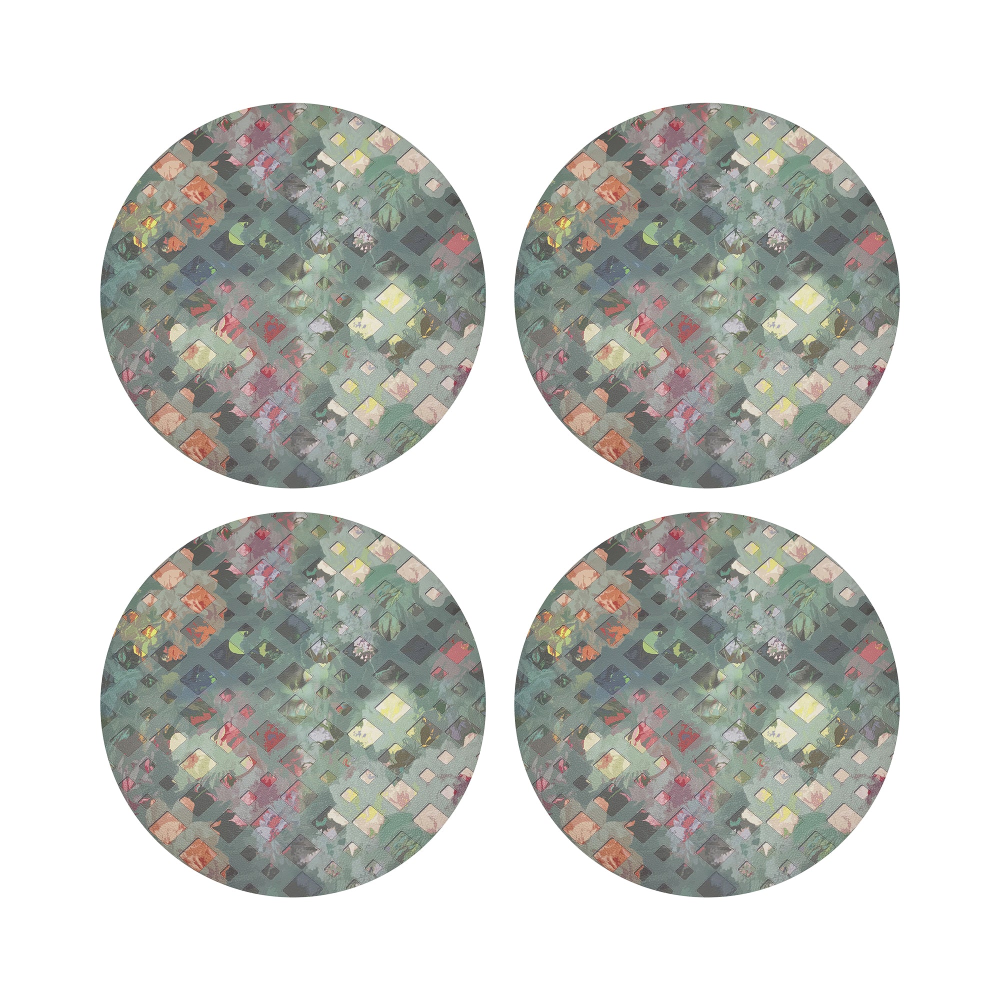 Defosse Trellis Brandun 16" Round Pebble Placemats, Set of 4 - nicolettemayer.com