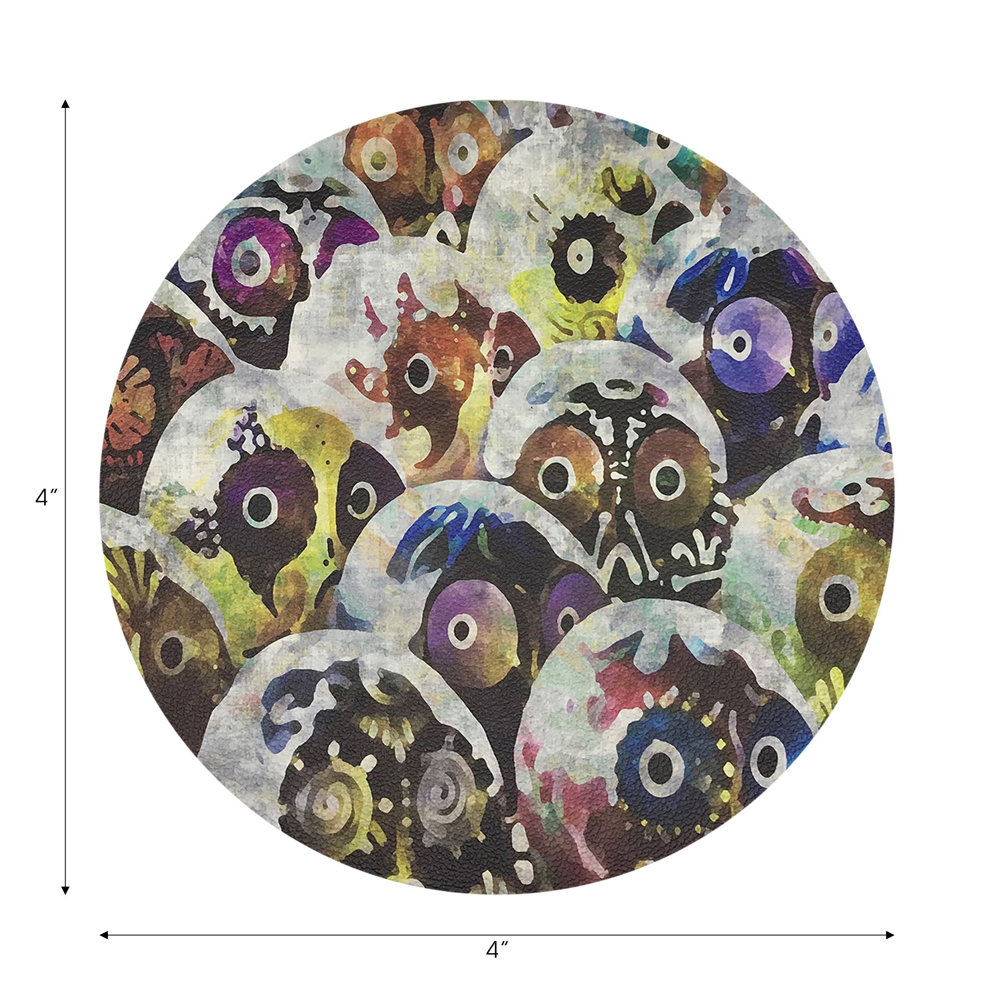 Dia De Los Muertos Rich Vegan Leather Round Coasters