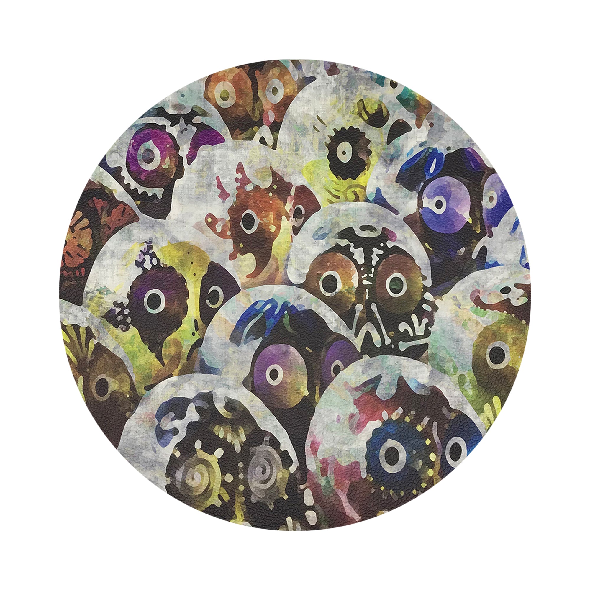 Dia De Los Muertos Rich Vegan Leather Round Coasters