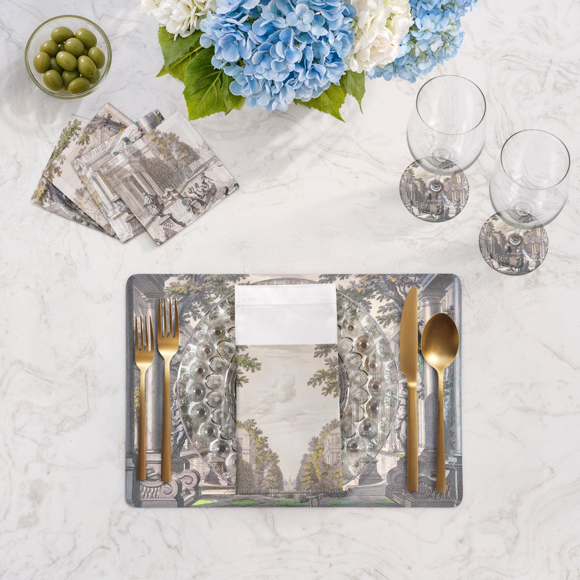 Dimanche A Paris Sunrise Vegan Leather Rectangle Pebble Placemat