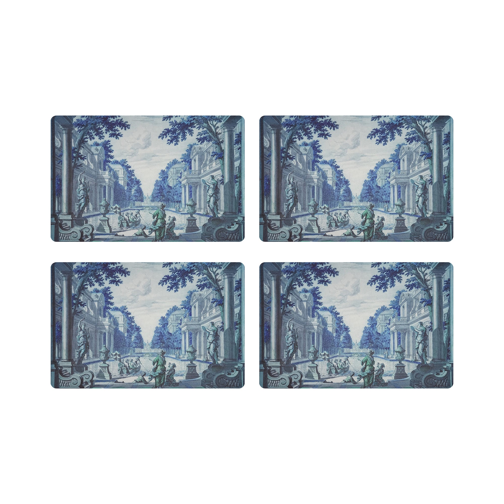 Dimanche A Paris Cerulean Vegan Leather Rectangle Pebble Placemat