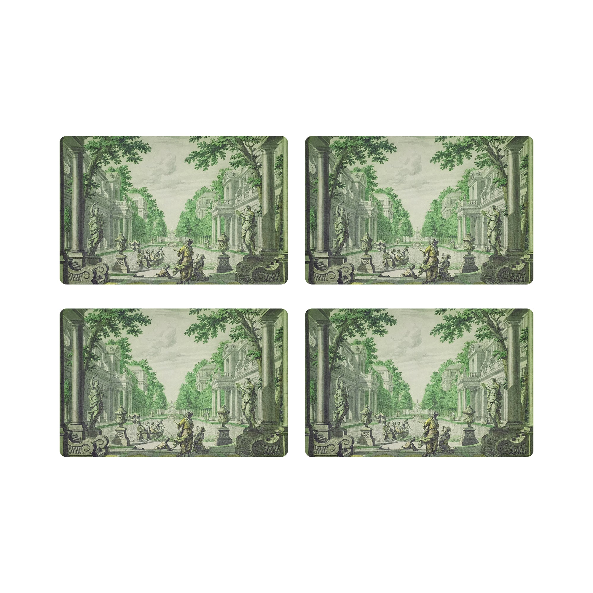 DIMANCHE A PARIS GREEN 17.5" Rectangle Pebble Placemat, Set Of 4 - nicolettemayer.com