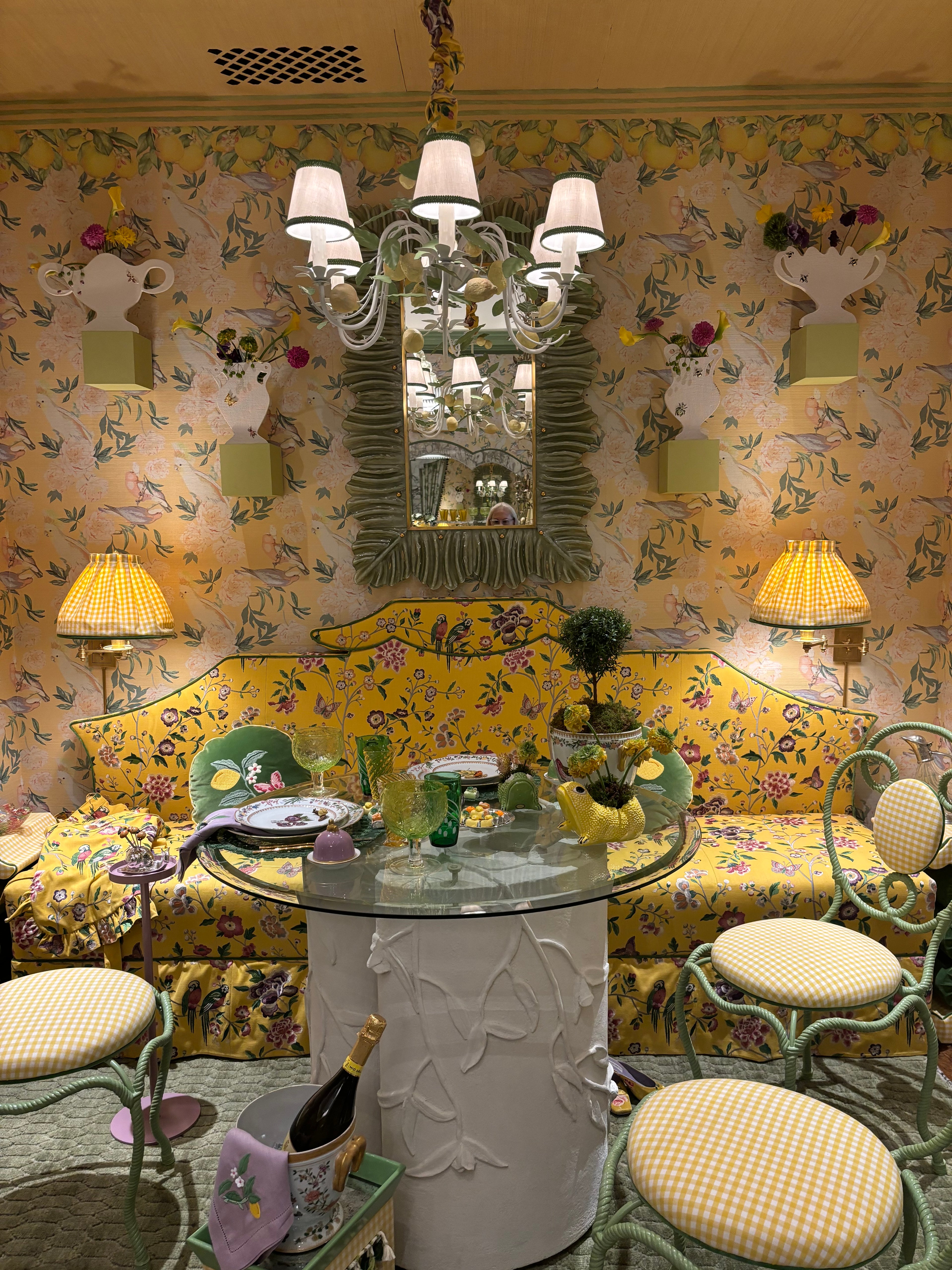 Peony Inspira Goldenrod Wallpaper, Per Yard