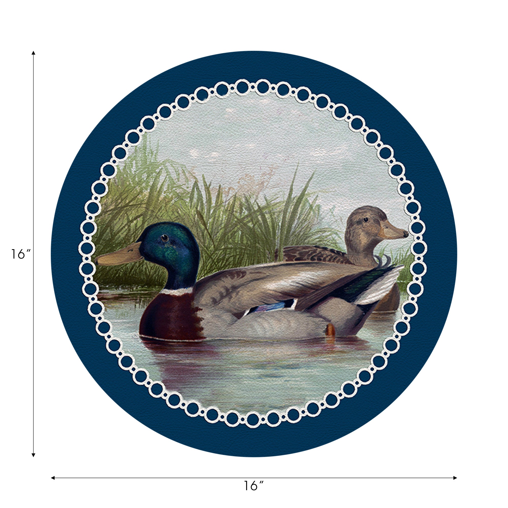 English Duck Pond Blue 16" Round Pebble Placemat Set of 4 - nicolettemayer.com