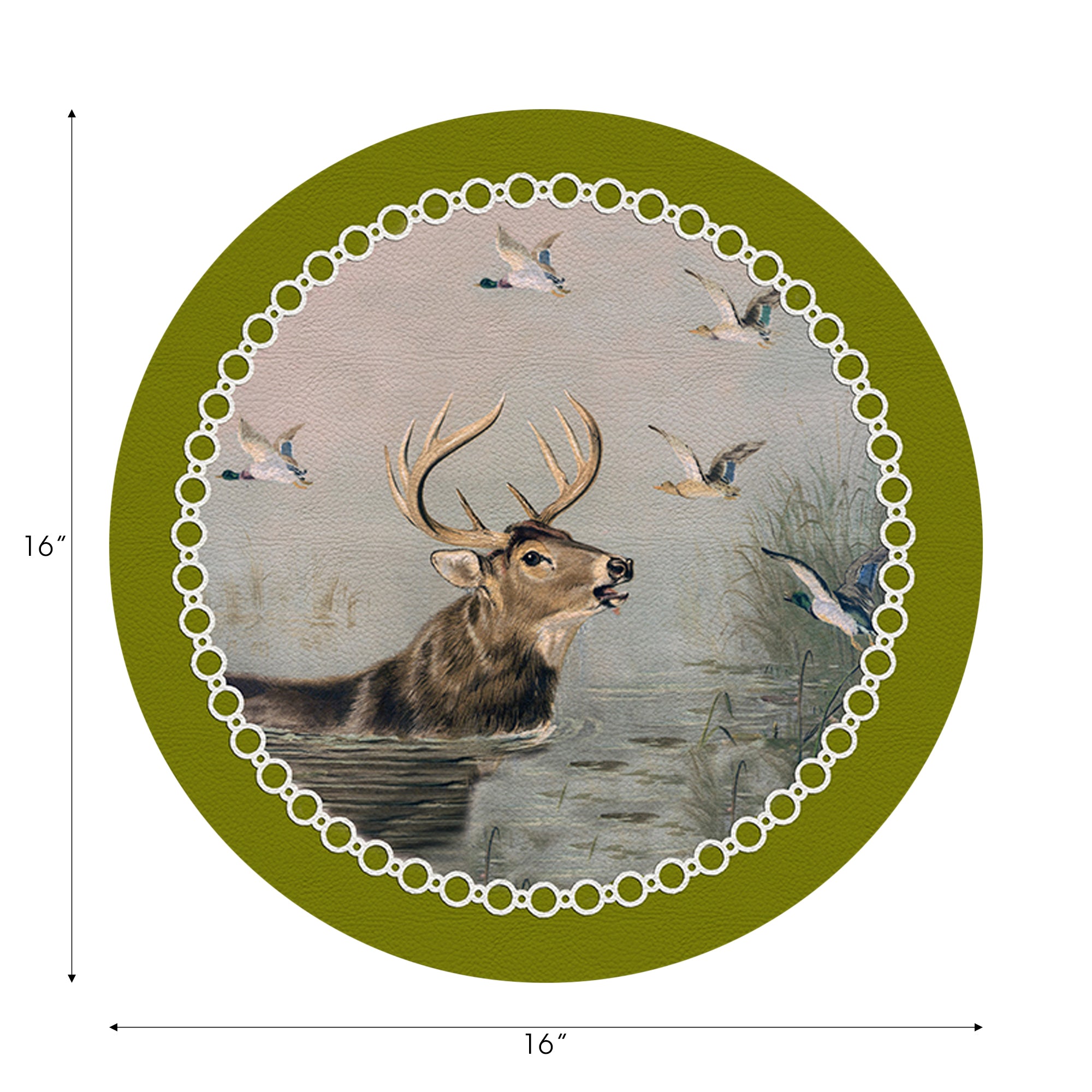 English Stage Chartreuse 16" Round Pebble Placemats, Set of 4 - nicolettemayer.com