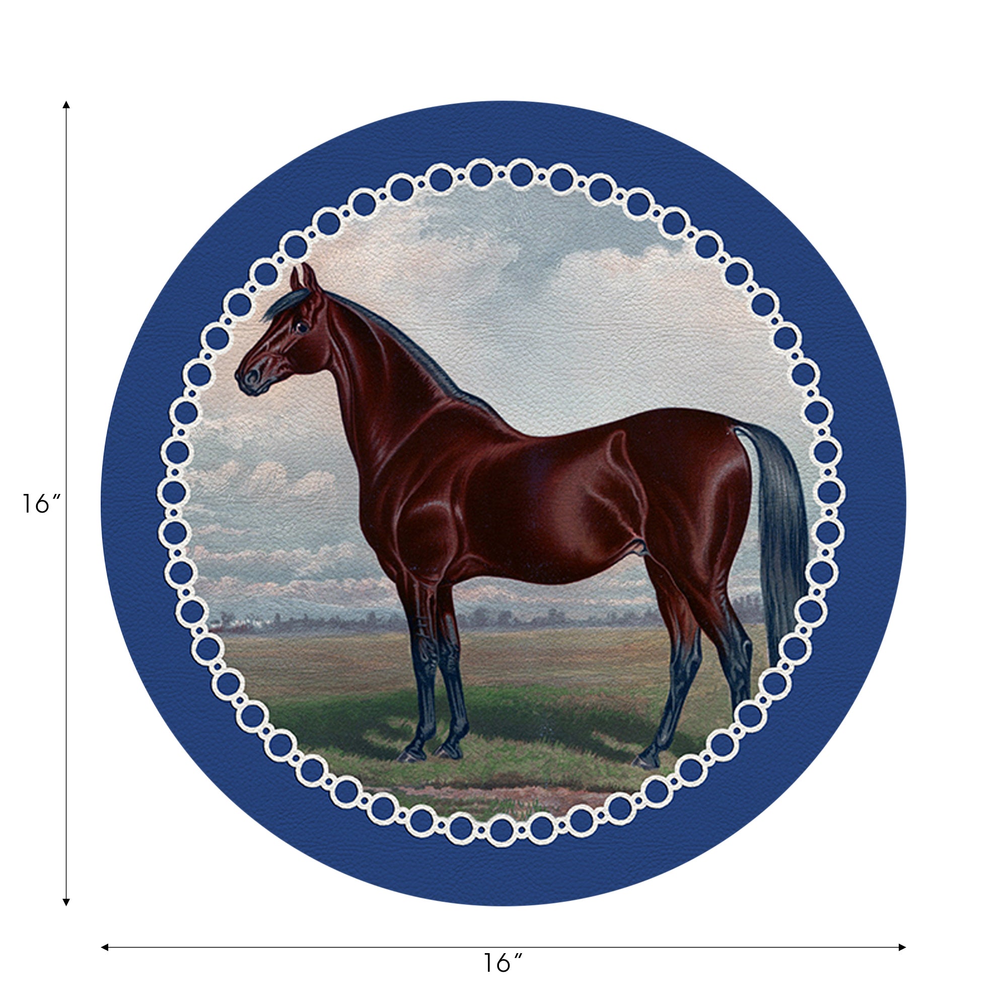 English Thoroghbred Blue 16" Round Pebble Placemats, Set of 4 - nicolettemayer.com