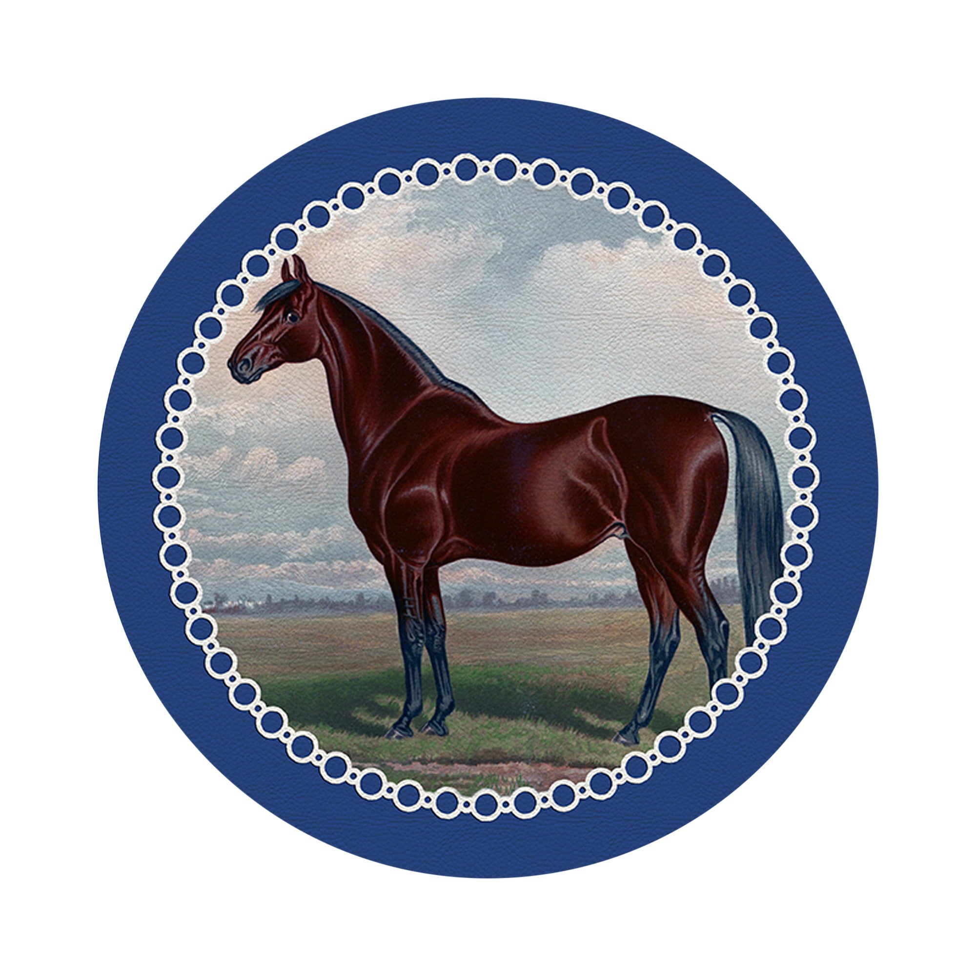 English Thoroghbred Blue 16" Round Pebble Placemats, Set of 4 - nicolettemayer.com