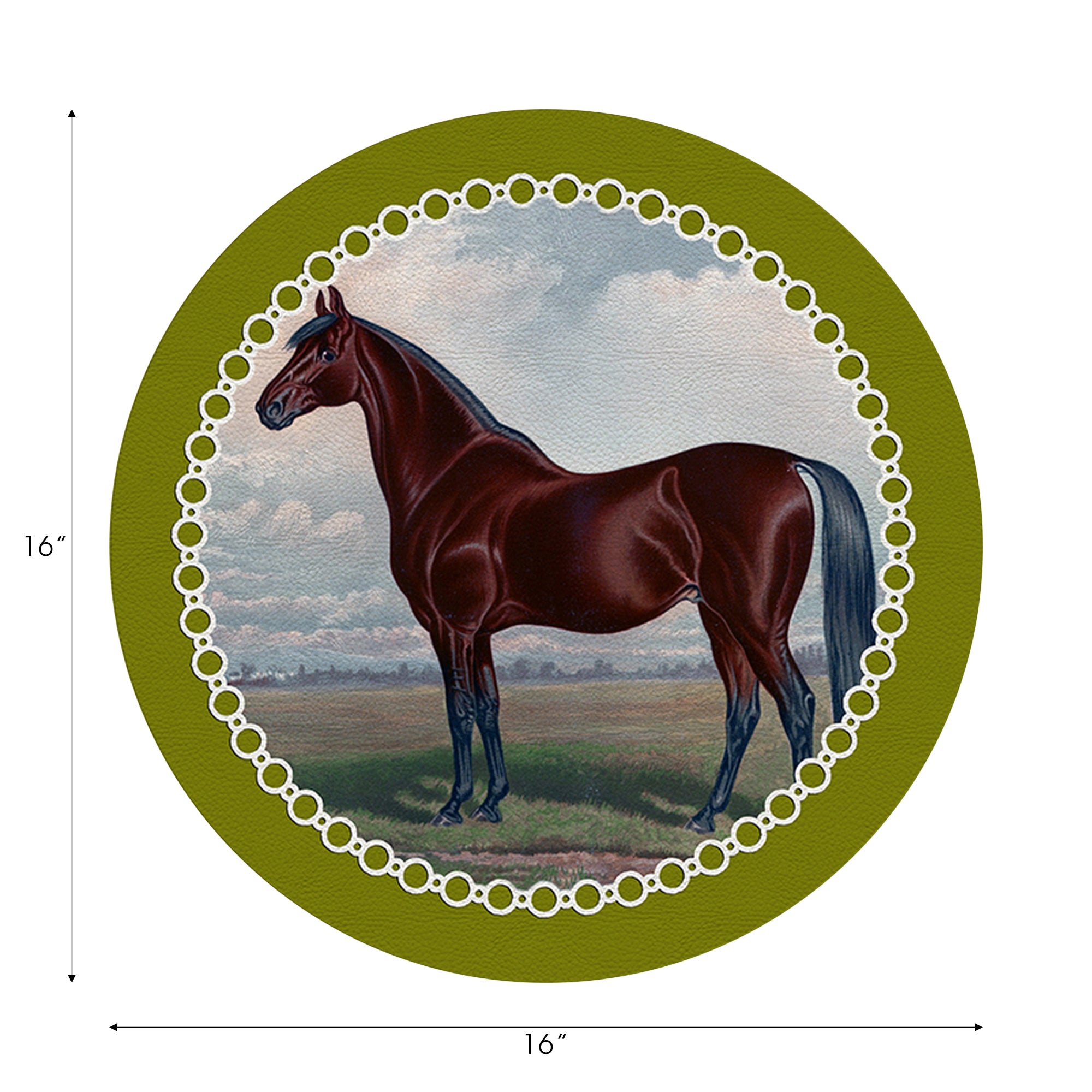 English Thoroghbred Chartreuse 16" Round Pebble Placemats, Set of 4 - nicolettemayer.com