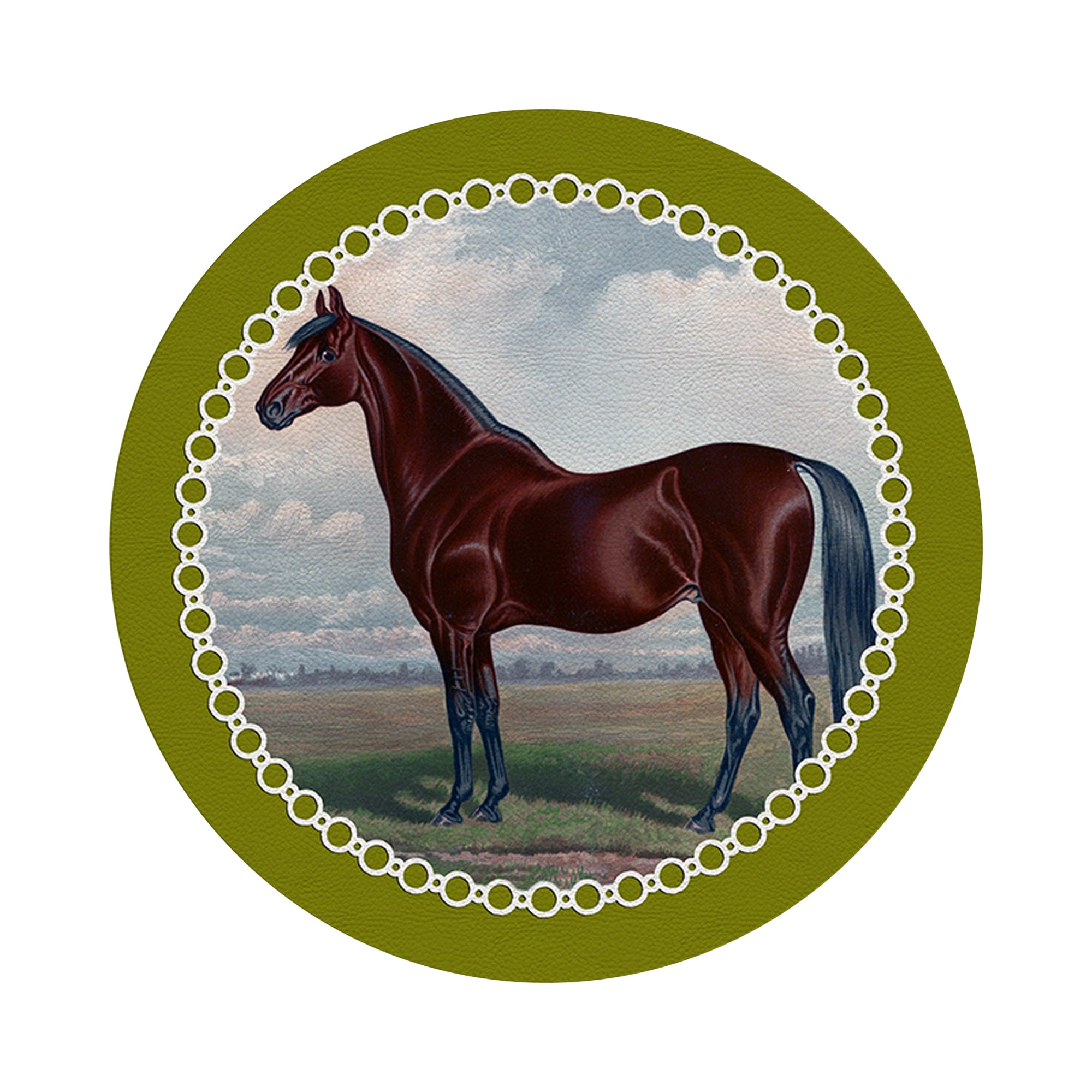 English Thoroghbred Chartreuse 16" Round Pebble Placemats, Set of 4 - nicolettemayer.com
