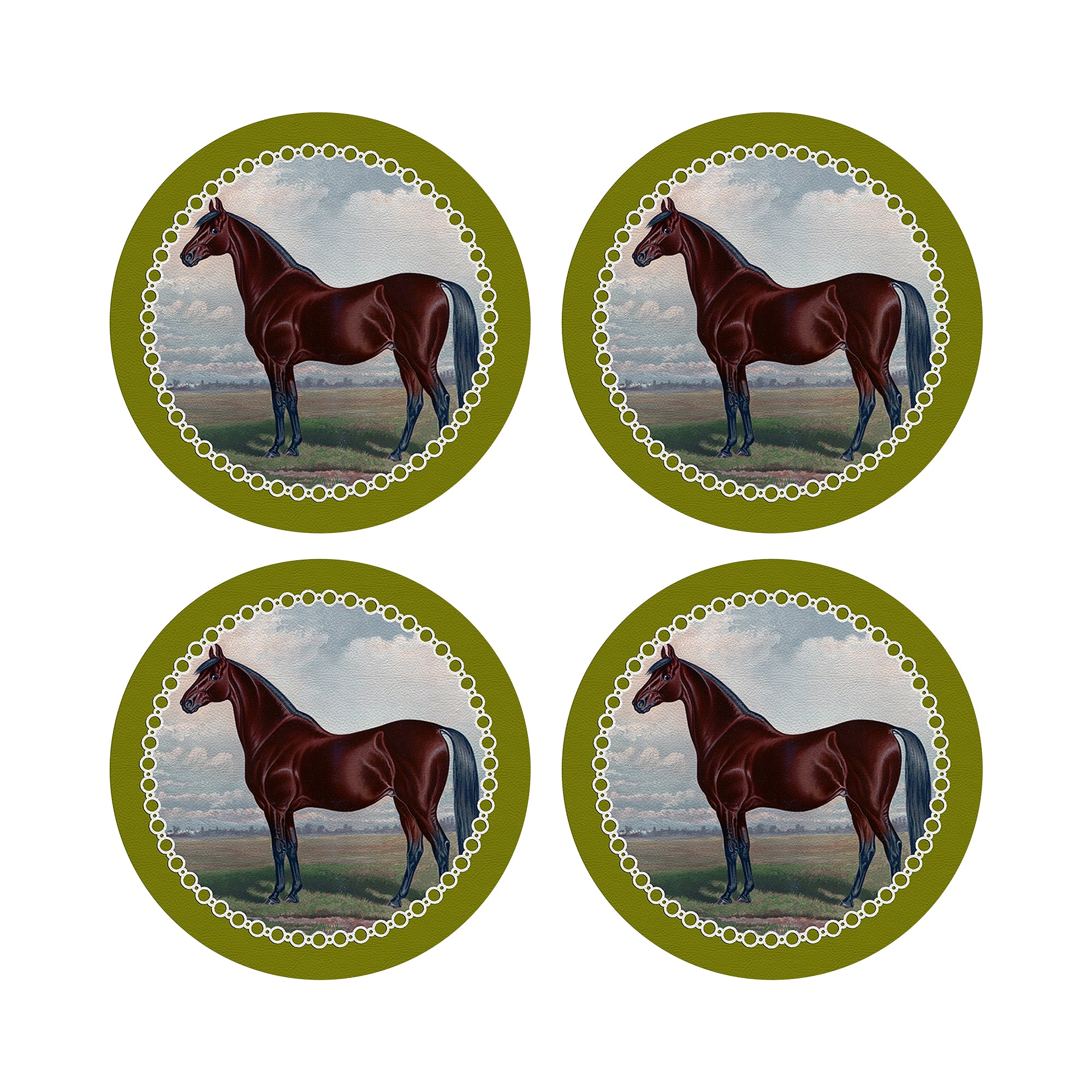English Thoroghbred Chartreuse 16" Round Pebble Placemats, Set of 4 - nicolettemayer.com