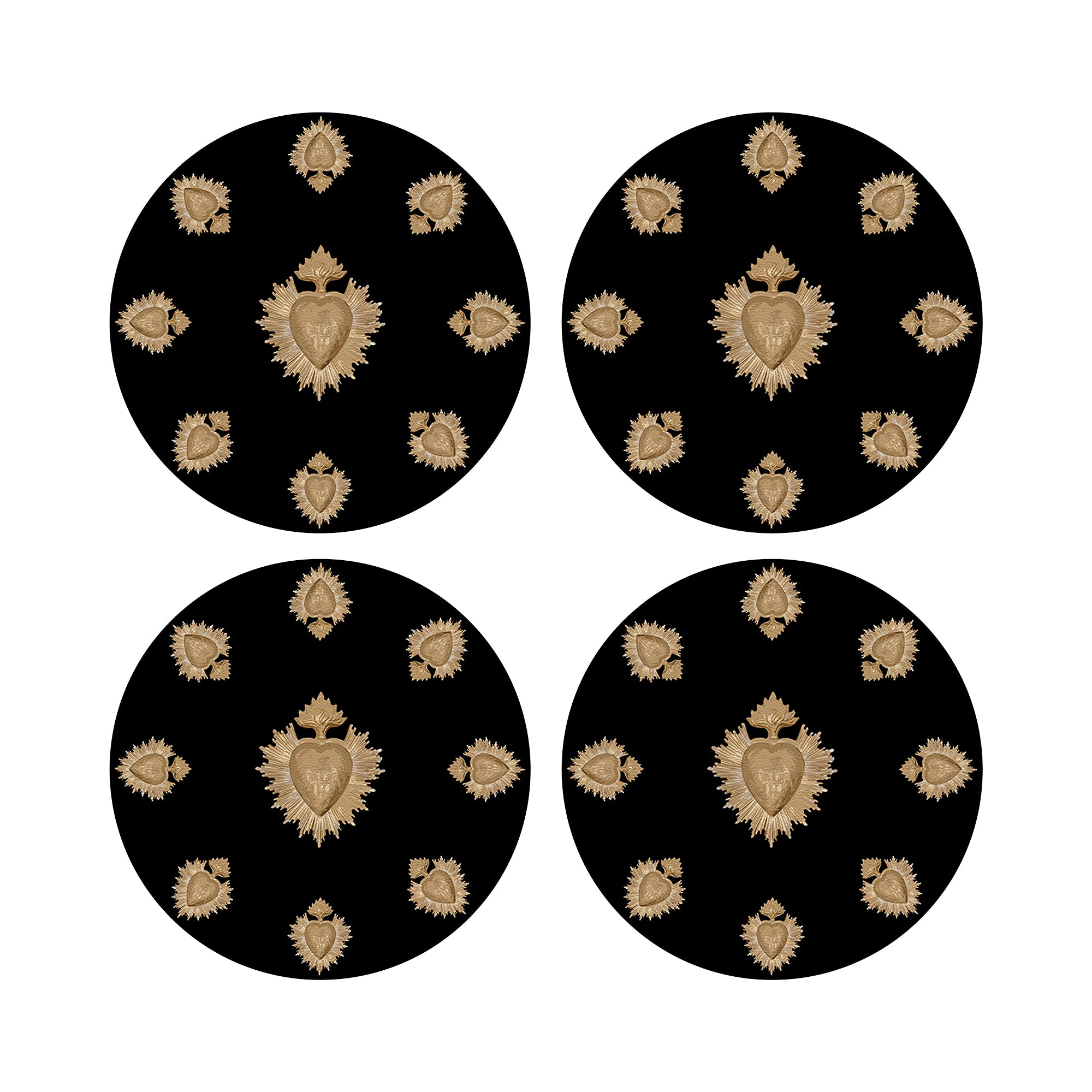 Ex Vote Black 16" Round Pebble Placemats, Set of 4 - nicolettemayer.com