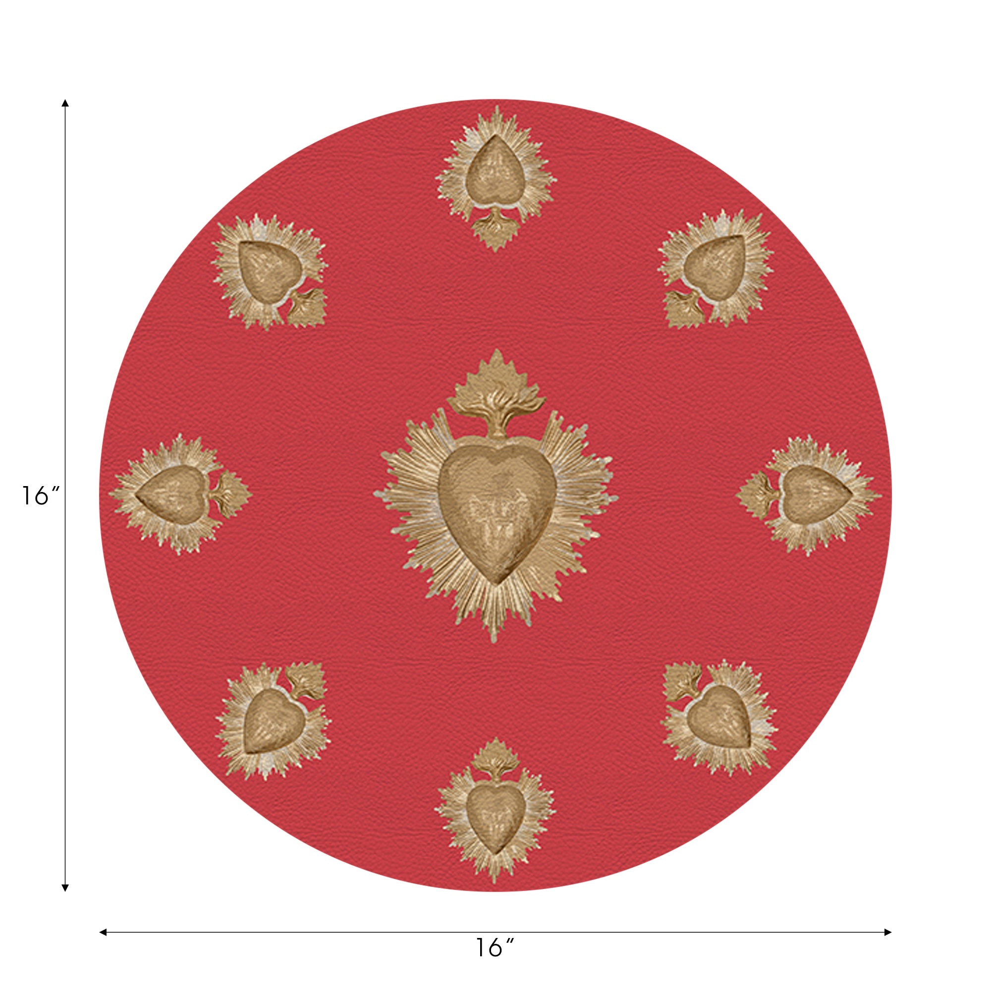 Ex Vote Crimson Vegan Leather Round Pebble Placemat - nicolettemayer.com