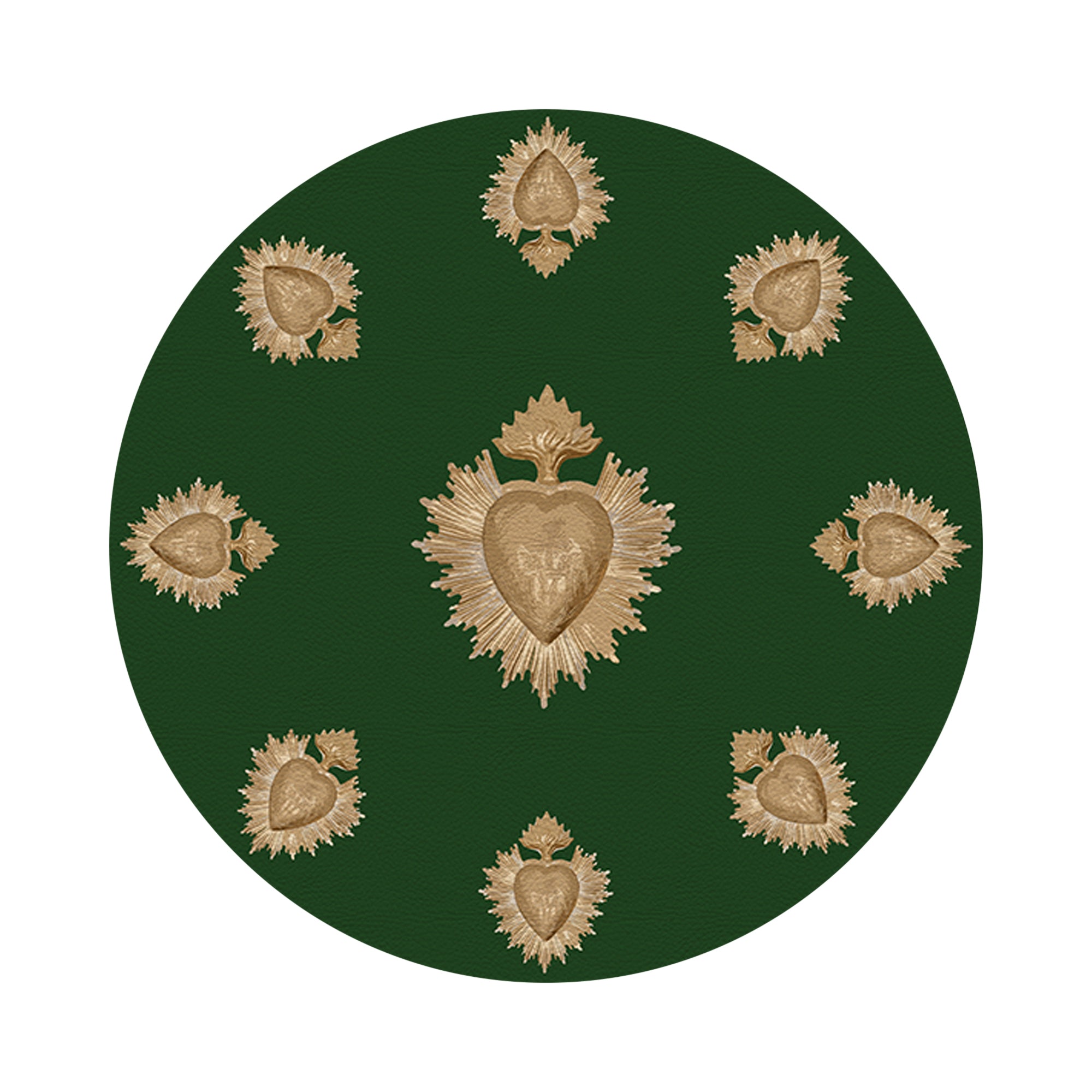 Ex Vote Evergreen Vegan Leather Round Pebble Placemat - nicolettemayer.com