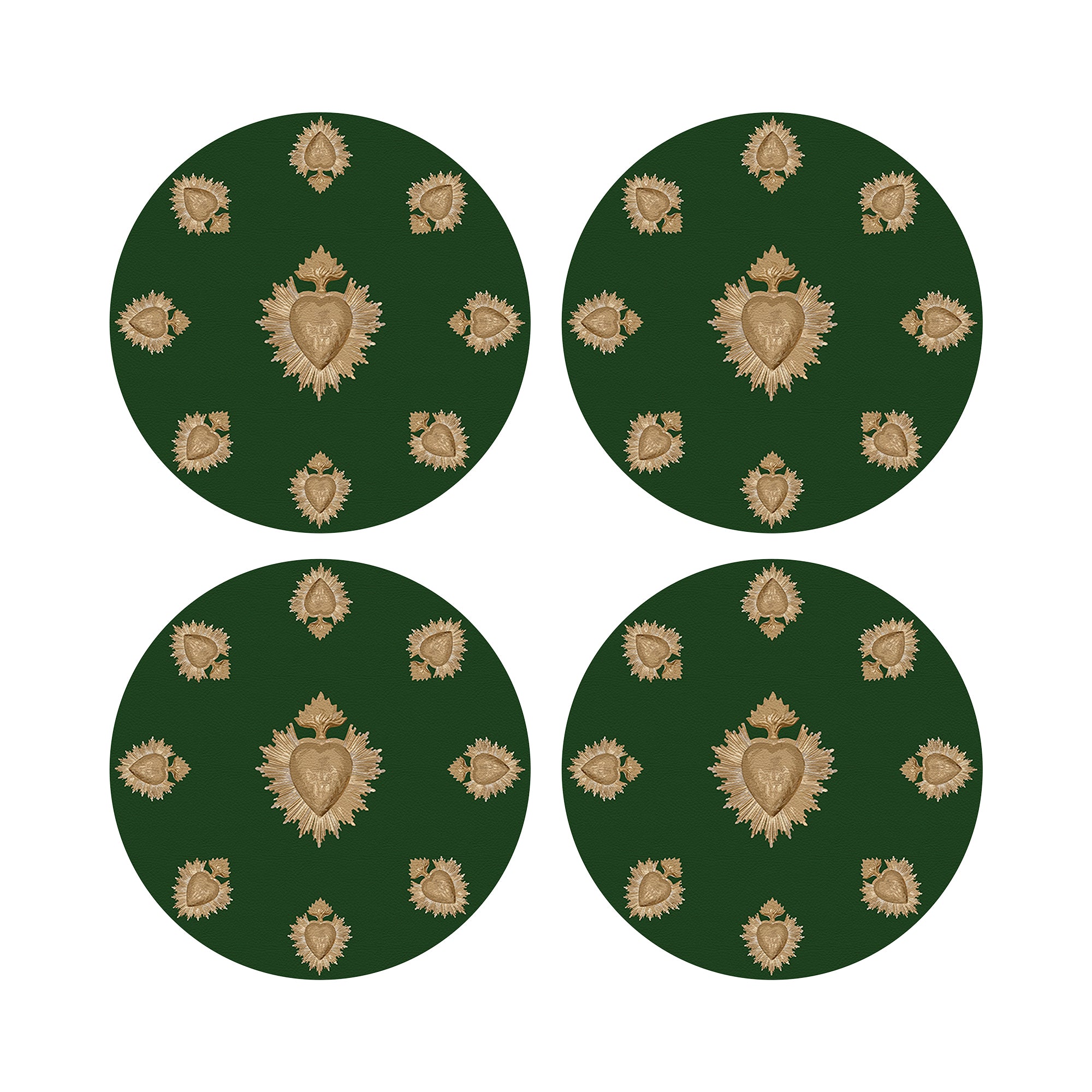 Ex Vote Evergreen Vegan Leather Round Pebble Placemat - nicolettemayer.com