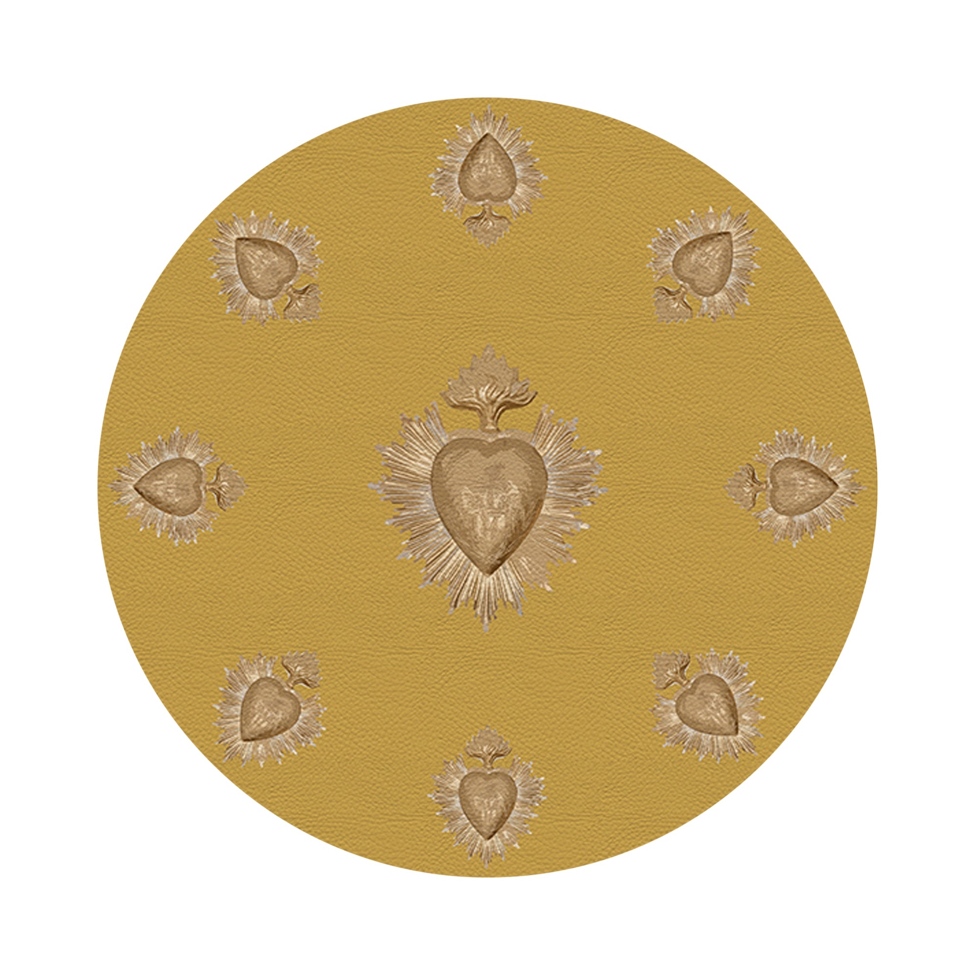 Ex Vote Gold Vegan Leather Round Pebble Placemat - nicolettemayer.com