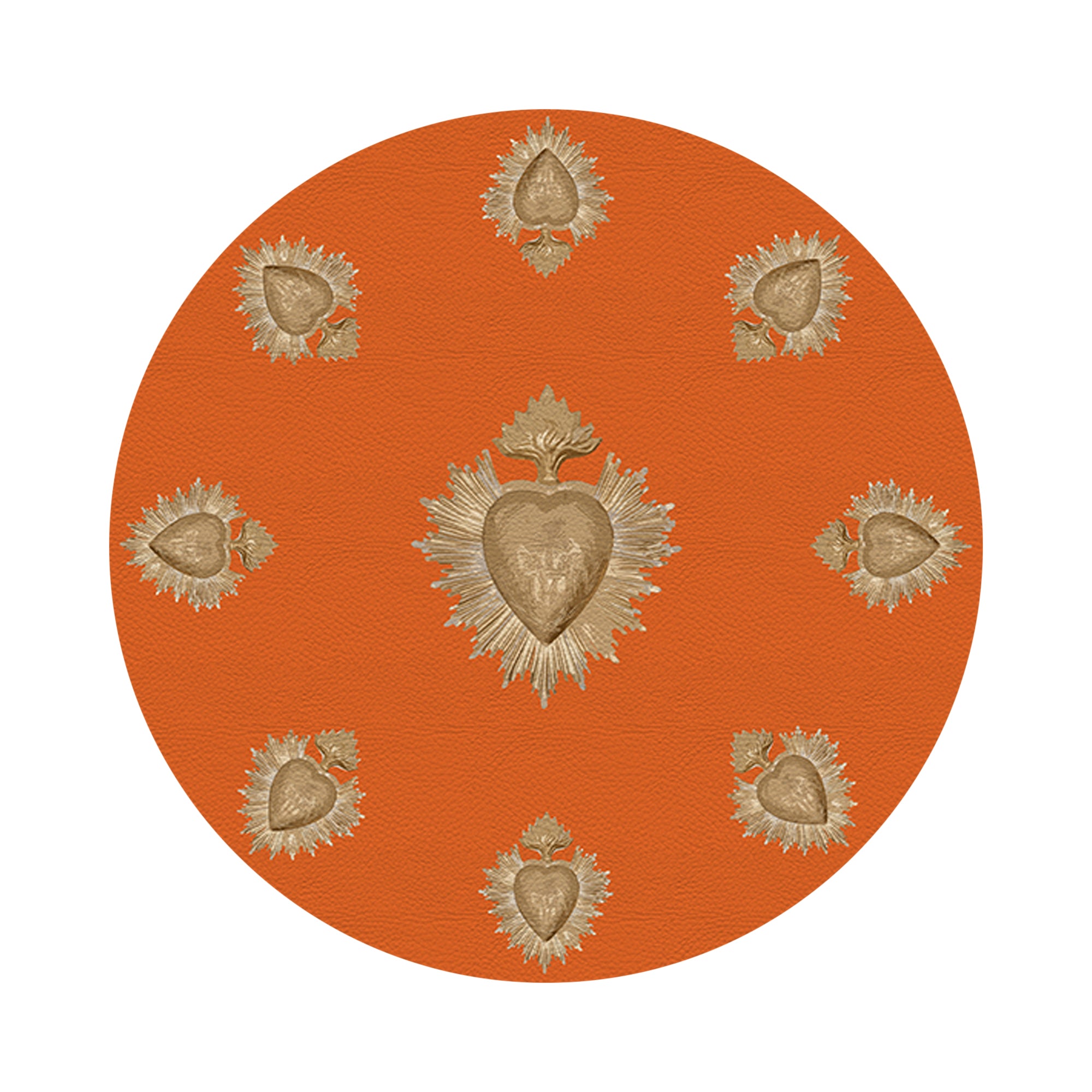 Ex Vote Orange Vegan Leather Round Pebble Placemat - nicolettemayer.com