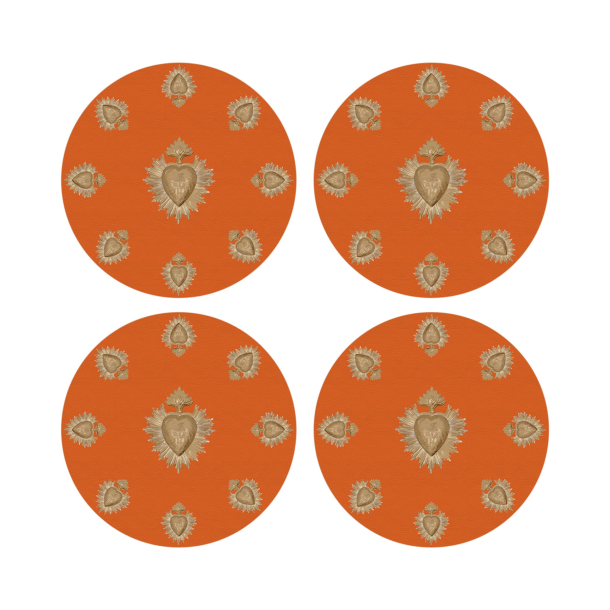 Ex Vote Orange Vegan Leather Round Pebble Placemat - nicolettemayer.com