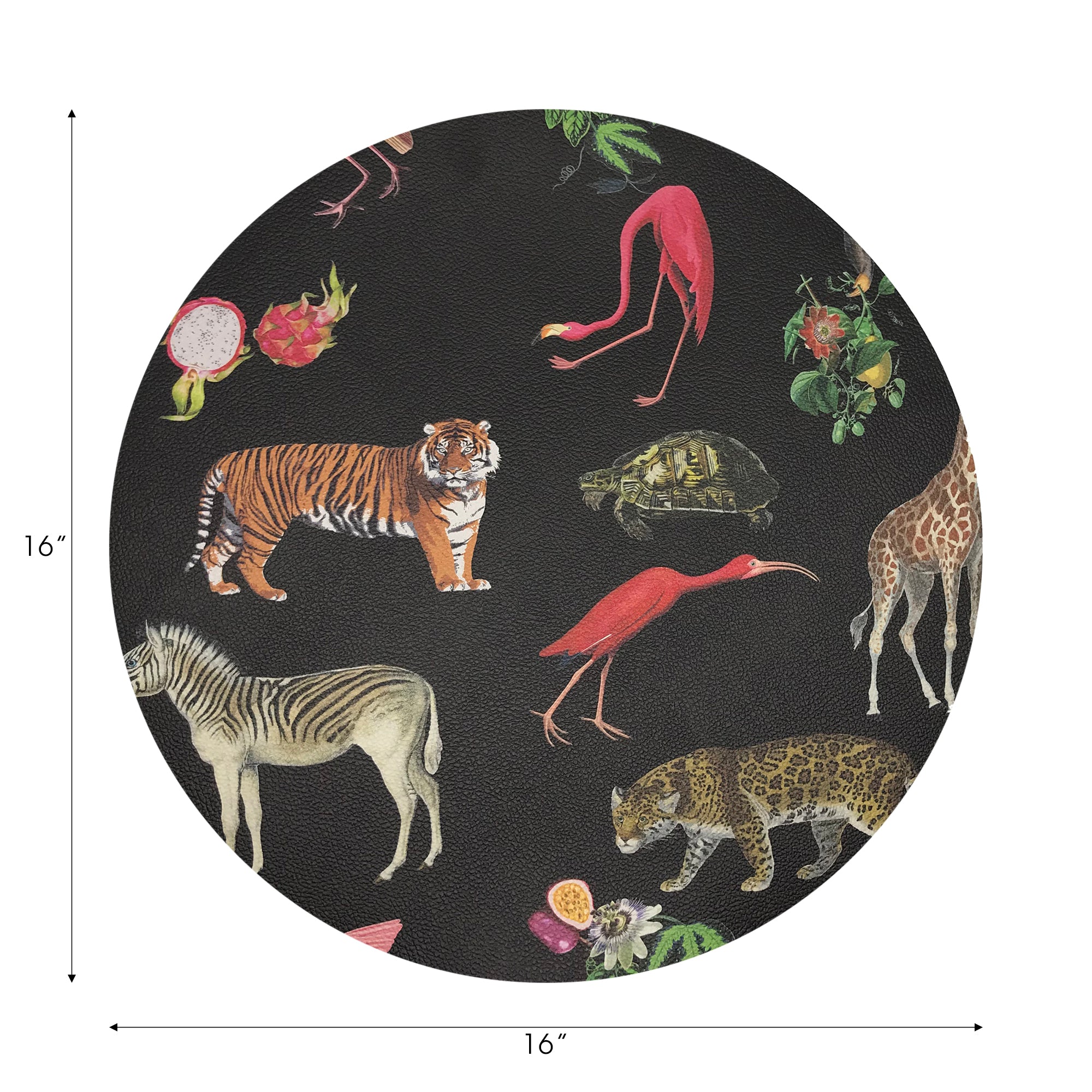 Set de table rond Exotix noir 40 cm, lot de 4