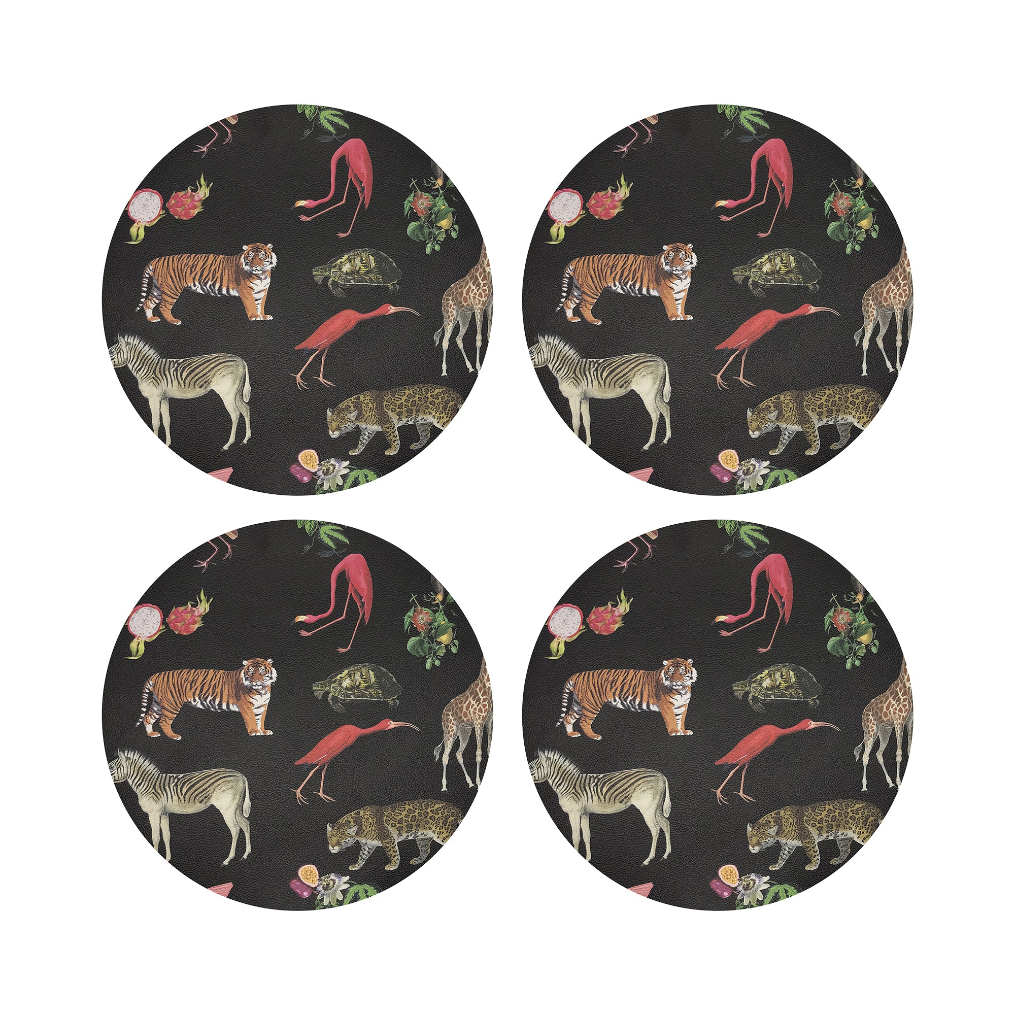 Exotix Black Vegan Leather Round Pebble Placemat - nicolettemayer.com