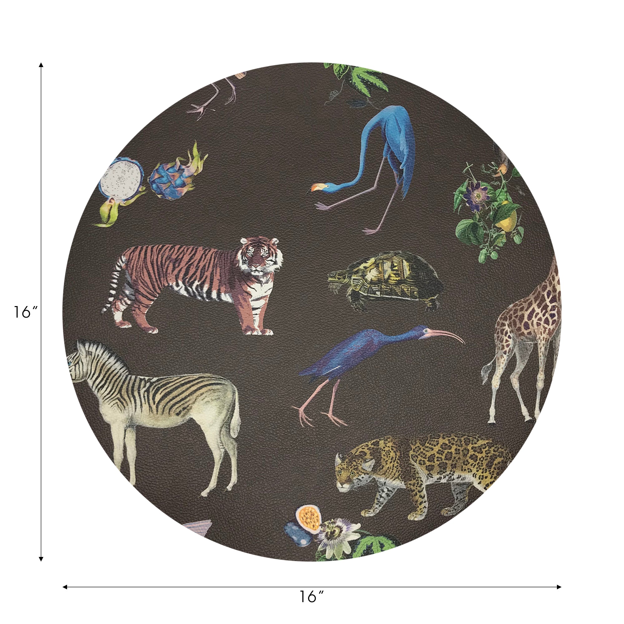 Exotix Brown Vegan Leather Round Pebble Placemat - nicolettemayer.com