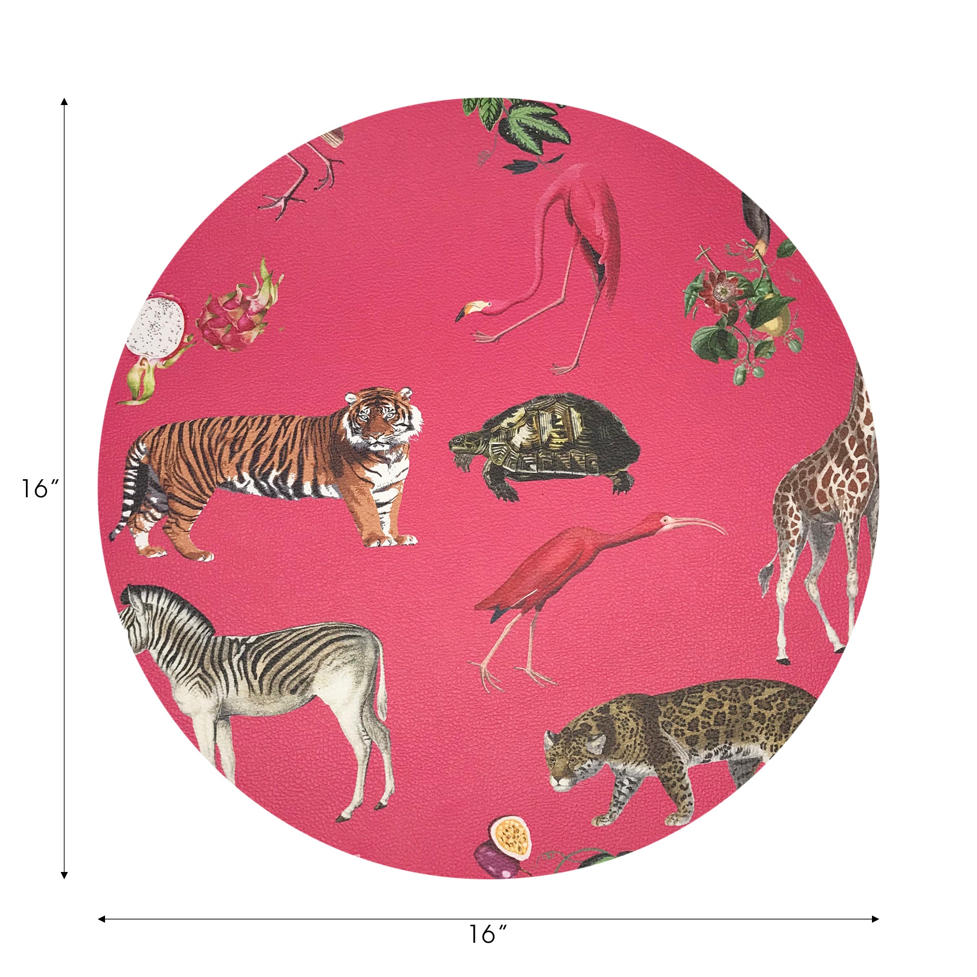 Exotix Cherry Vegan Leather Round Pebble Placemat - nicolettemayer.com