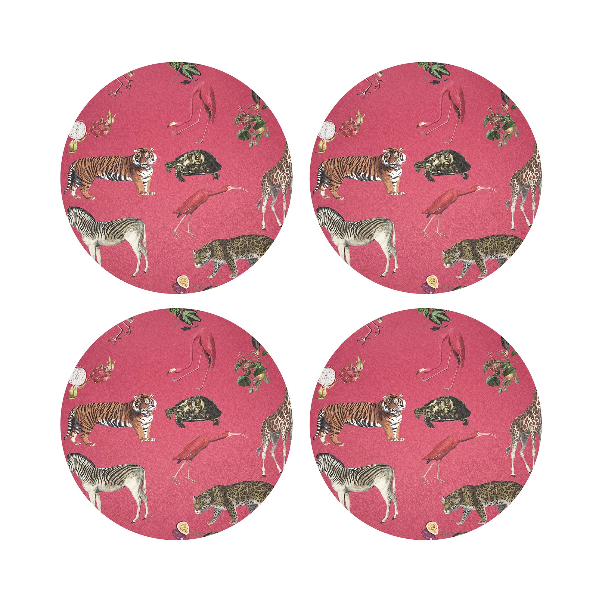 Exotix Cherry Vegan Leather Round Pebble Placemat - nicolettemayer.com