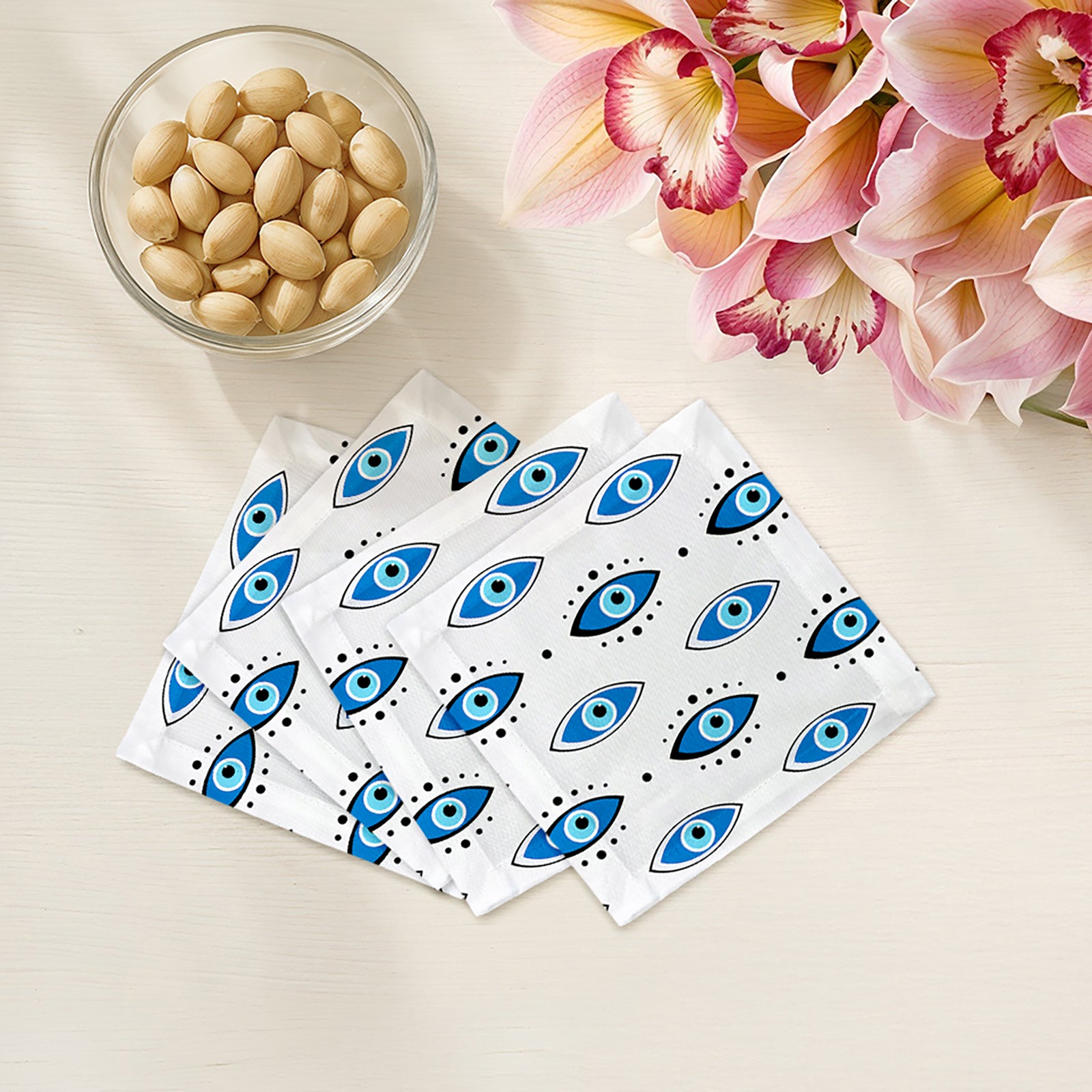 Eyes Blue Cotton Sateen Cocktail Napkins