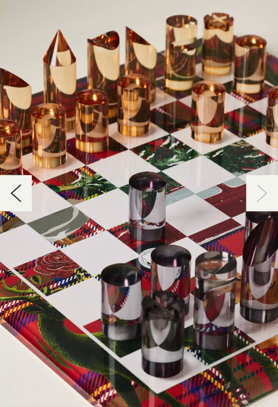 Ultimate Christmas Plaid Acrylic Chess - nicolettemayer.com