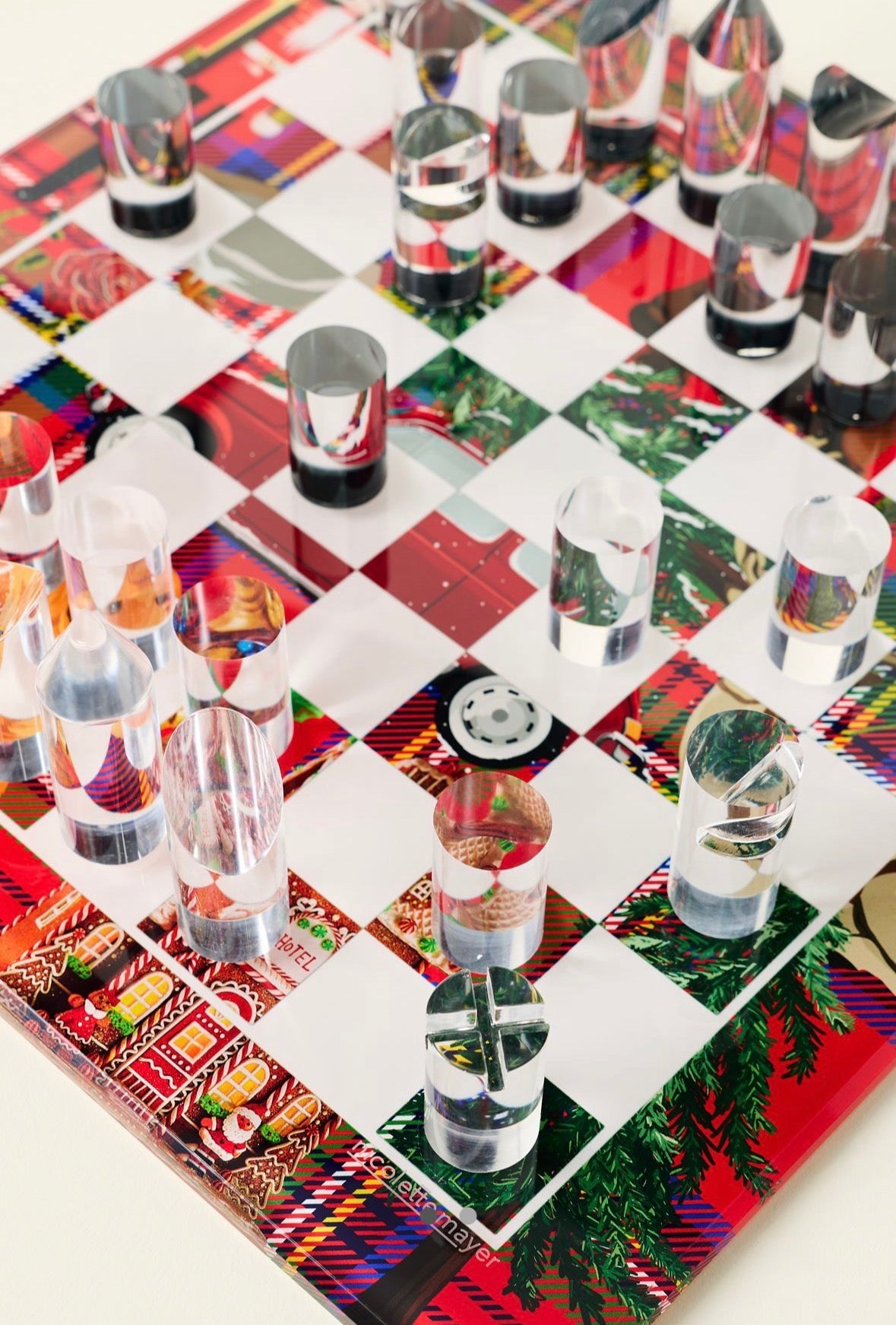 Ultimate Christmas Plaid Acrylic Chess - nicolettemayer.com