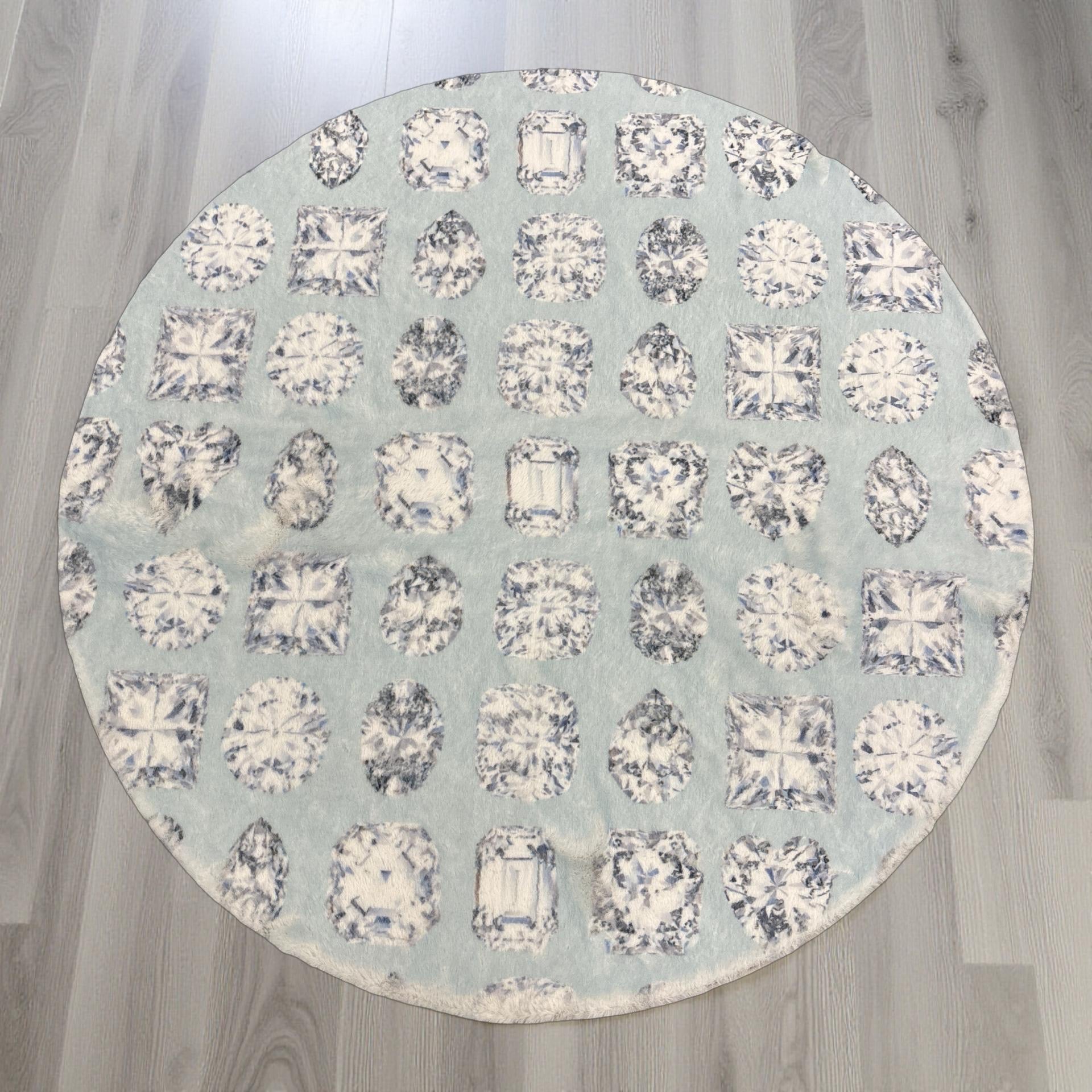 Bougie Diamonds Dove Round Cloud Washable Rug