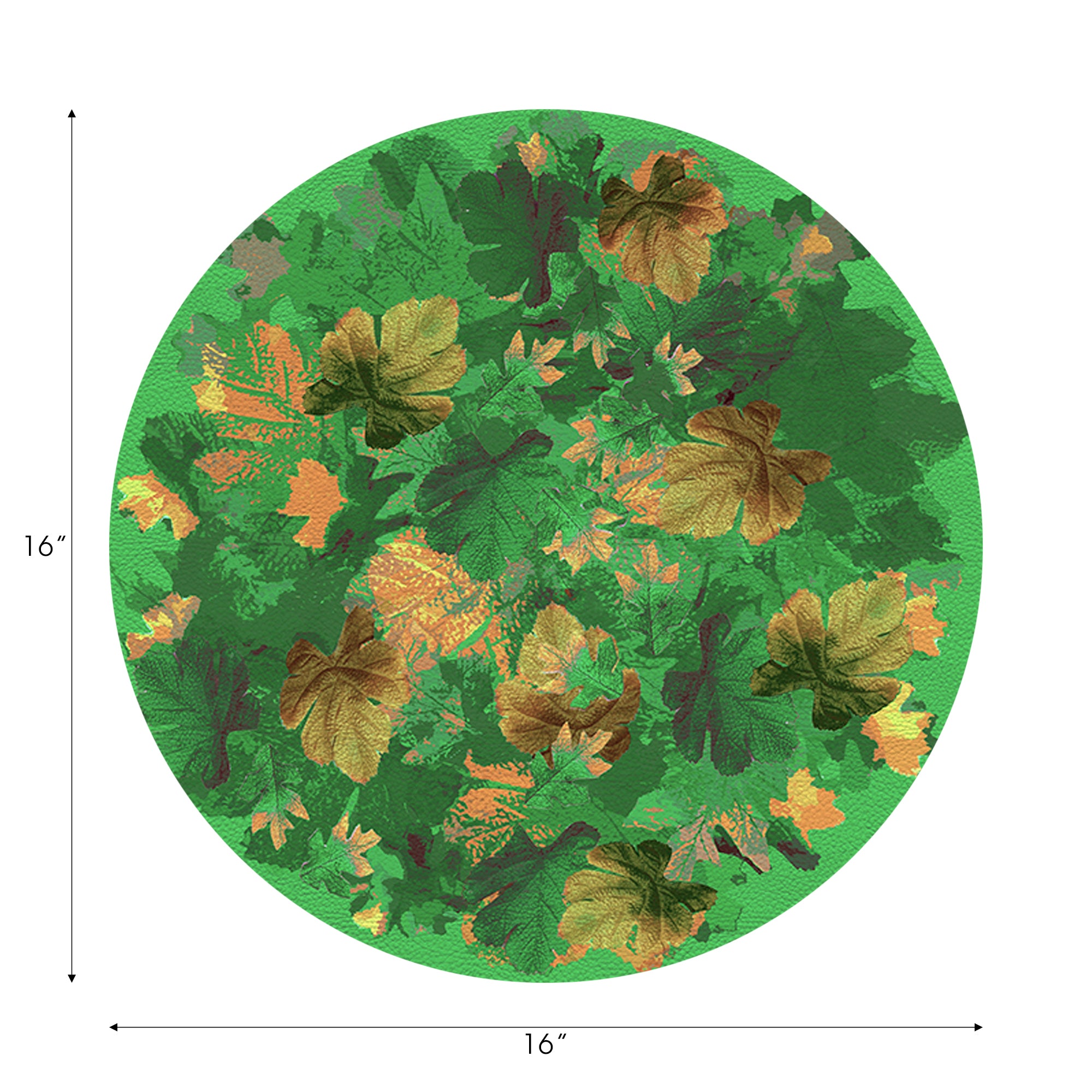 Fallen Leaves Green 16" Round Pebble Placemats, Set of 4 - nicolettemayer.com