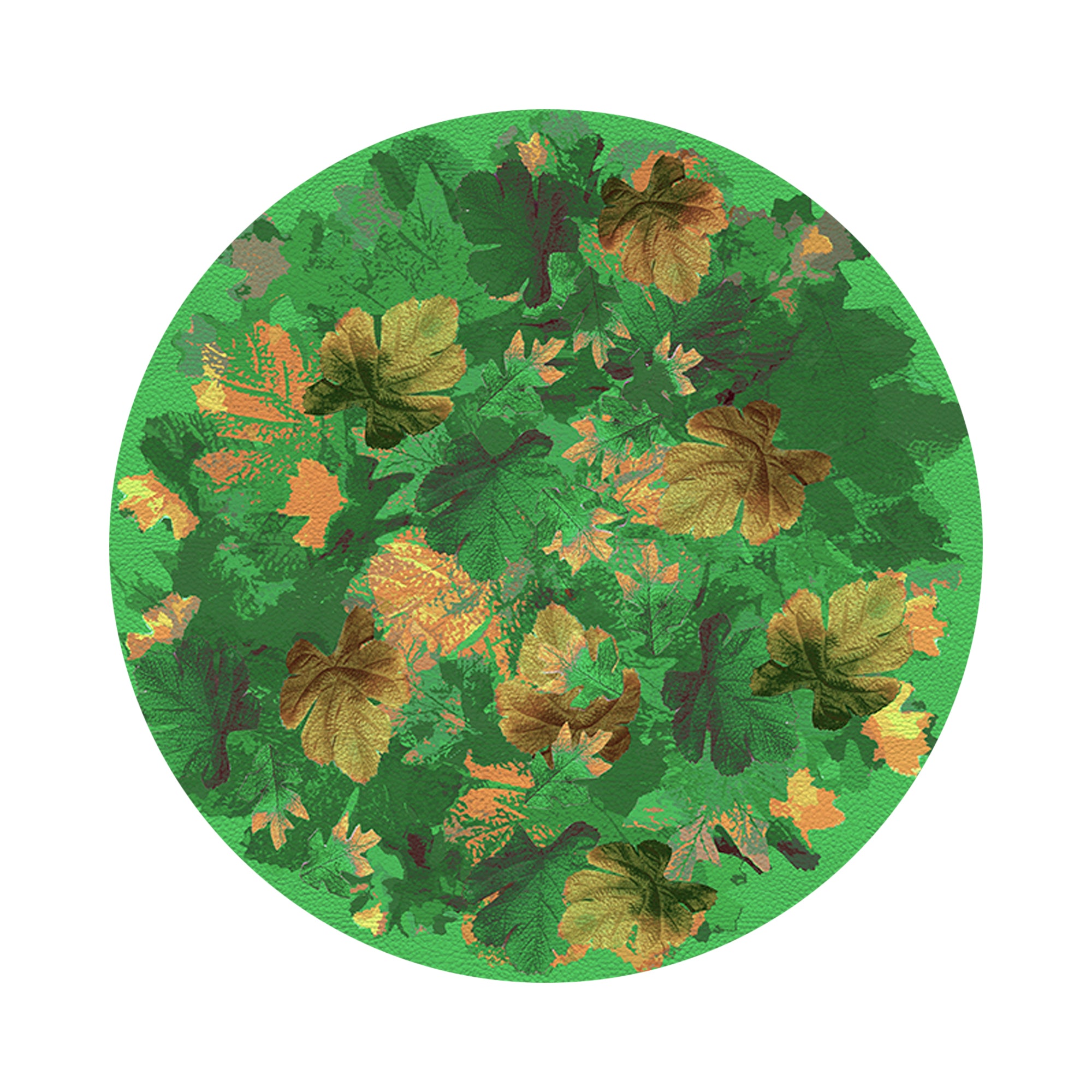 Fallen Leaves Green 16" Round Pebble Placemats, Set of 4 - nicolettemayer.com