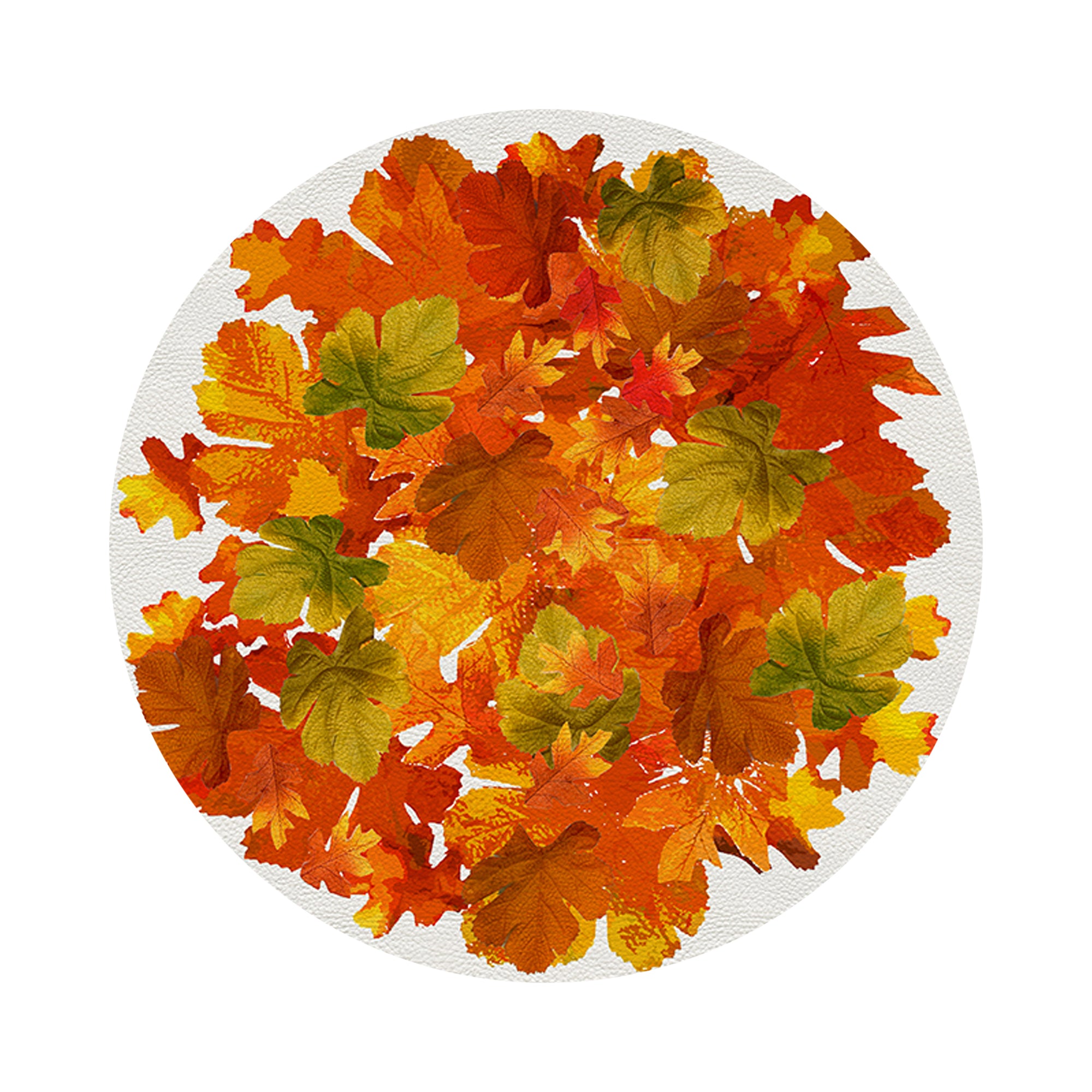 Fallen Leaves White 16" Round Pebble Placemats, Set of 4 - nicolettemayer.com