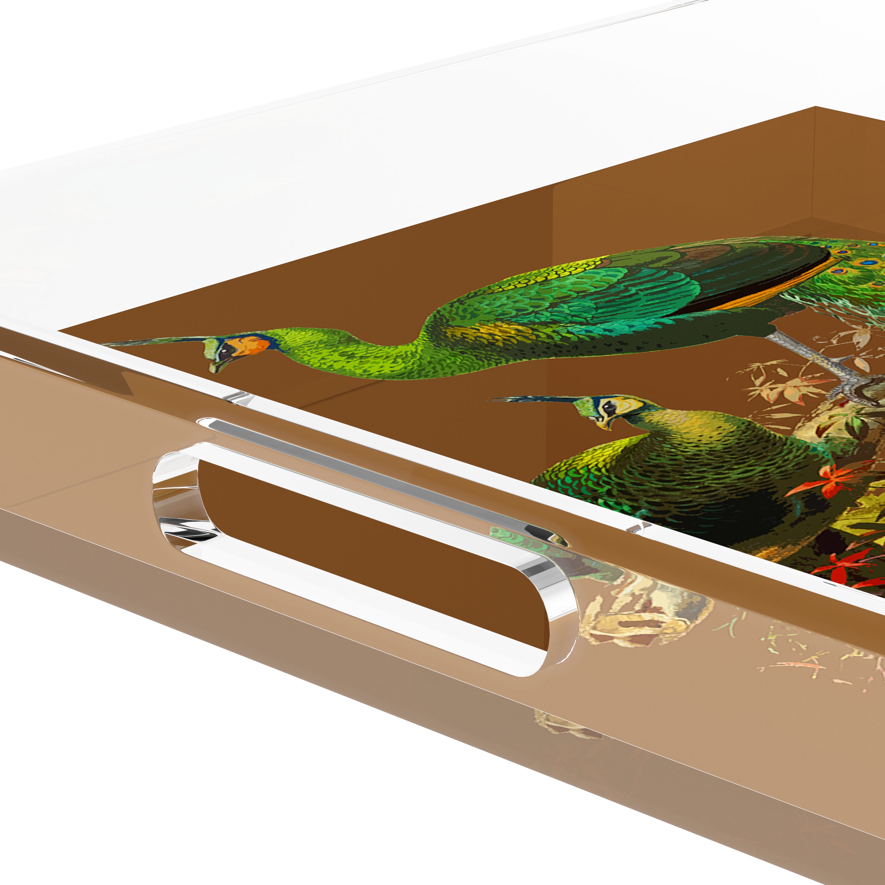 Family Pheasants Brown 12X12 Acrylic Tray - nicolettemayer.com