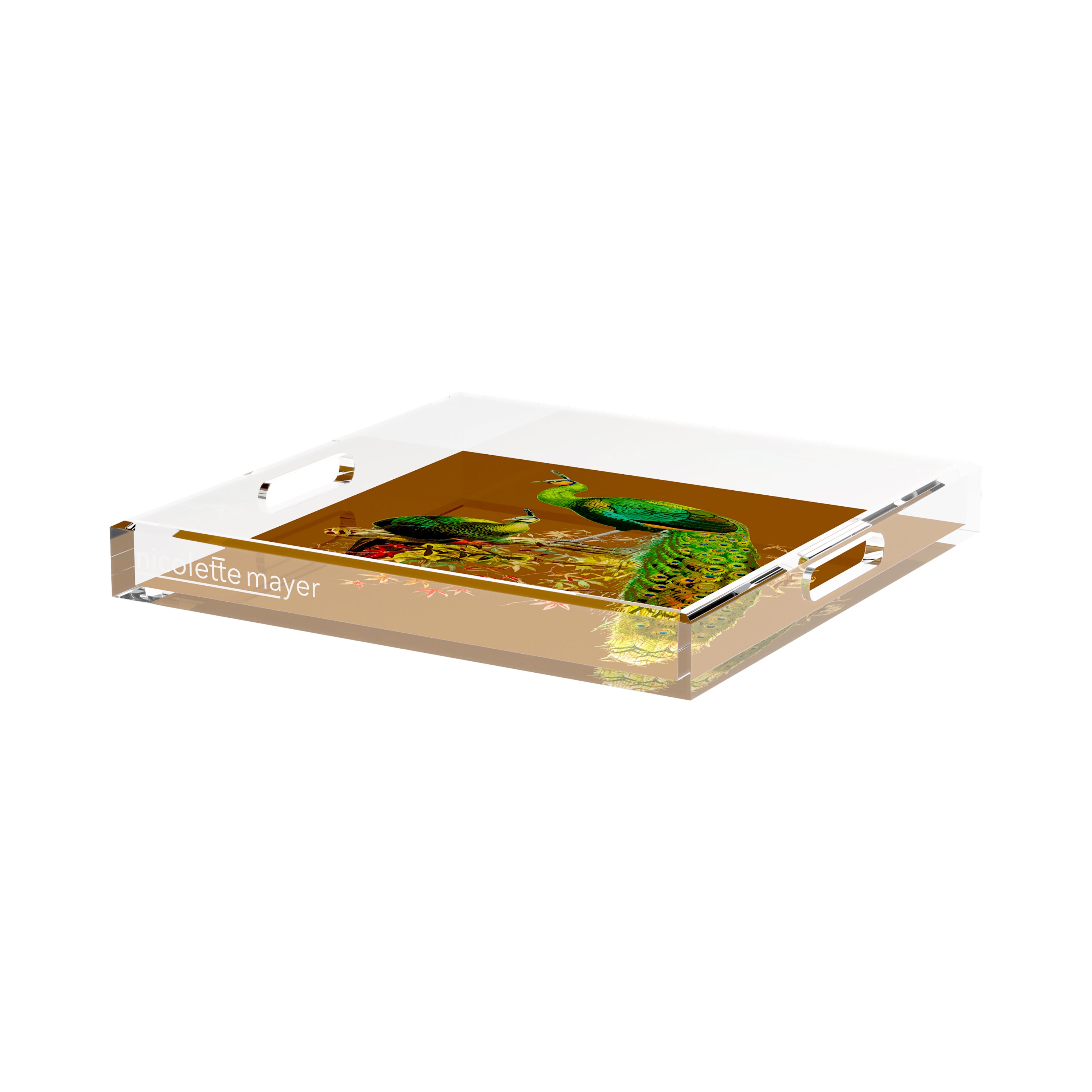 Family Pheasants Brown 15X15 Acrylic Tray - nicolettemayer.com