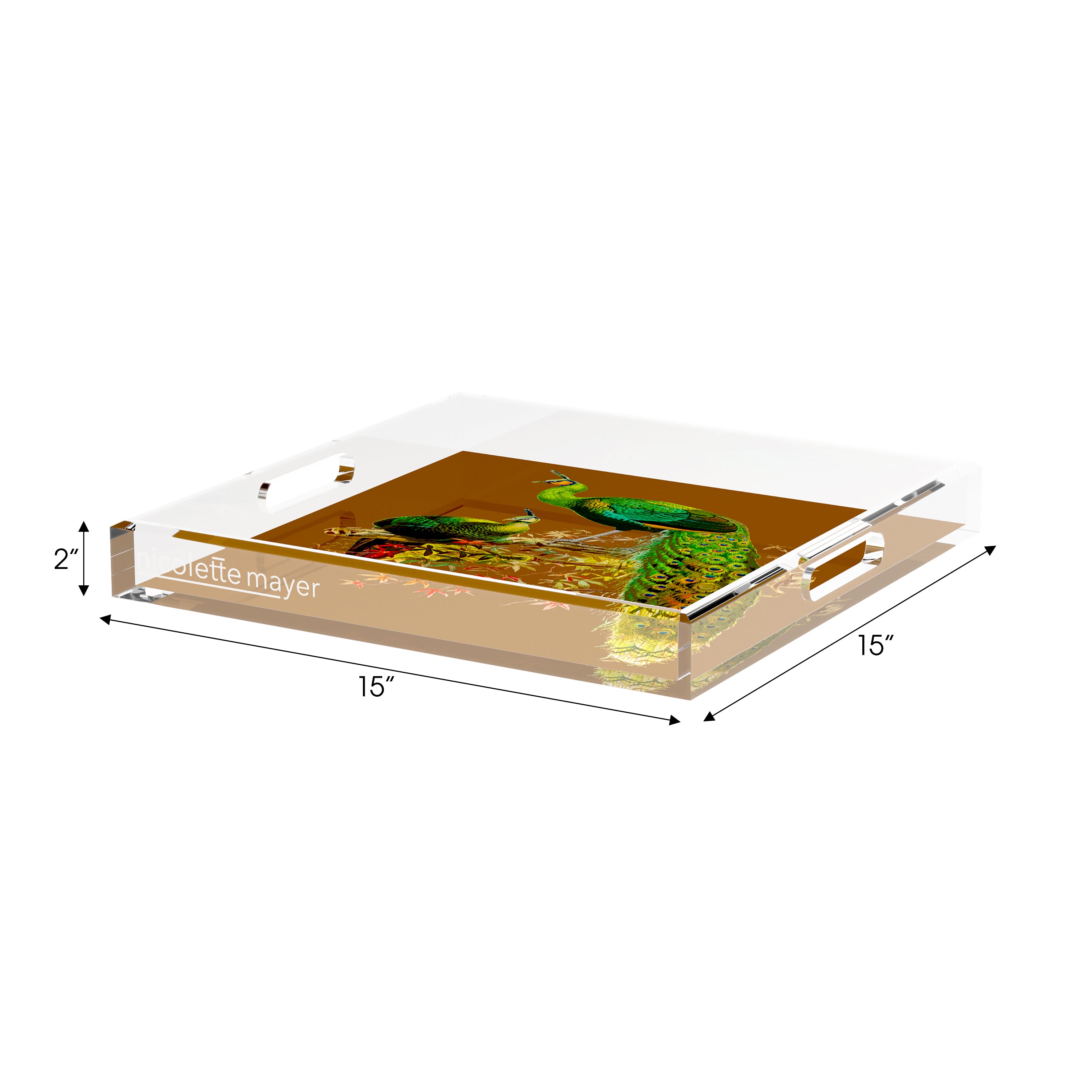 Family Pheasants Brown 15X15 Acrylic Tray - nicolettemayer.com