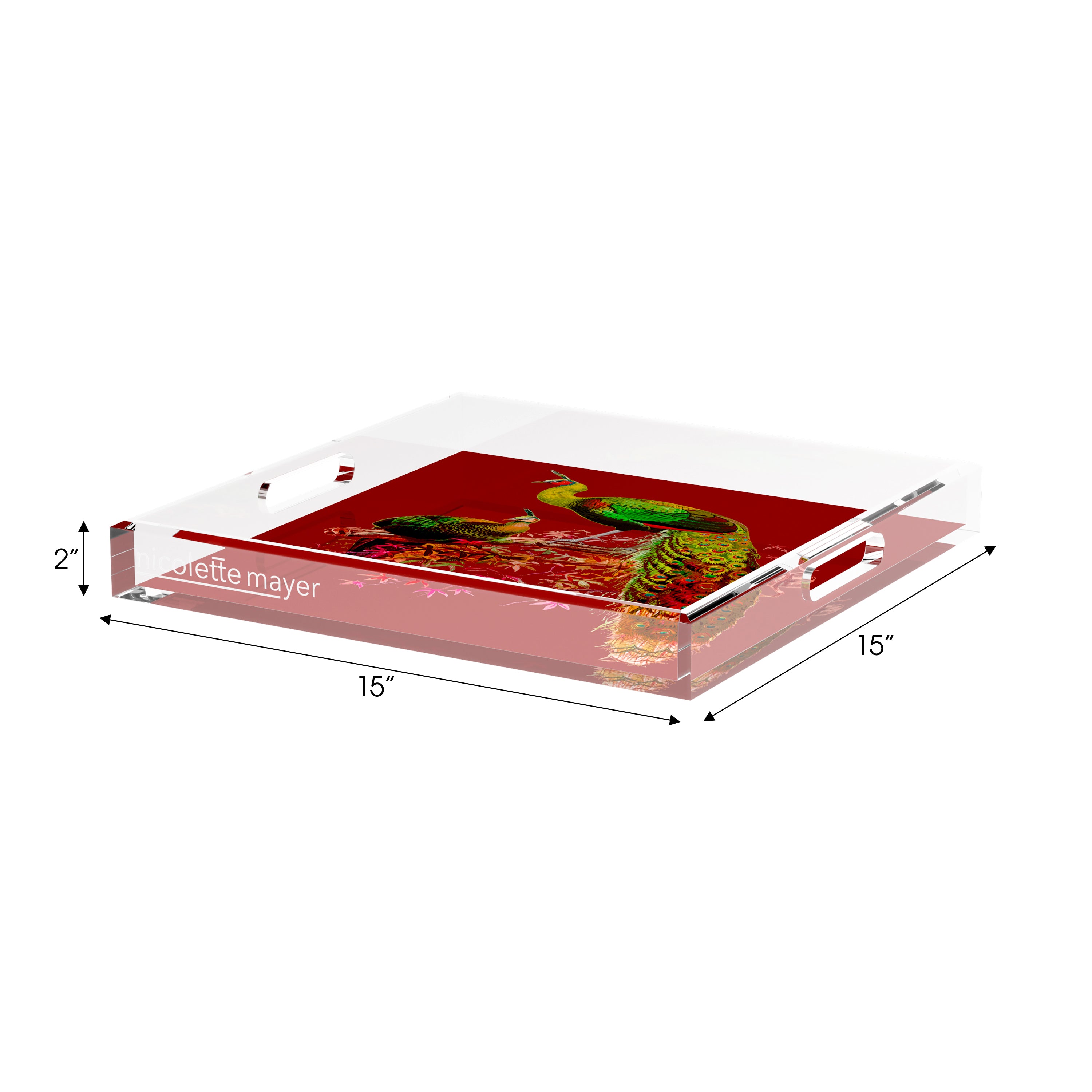 Family Pheasants Maple 15X15 Acrylic Tray - nicolettemayer.com