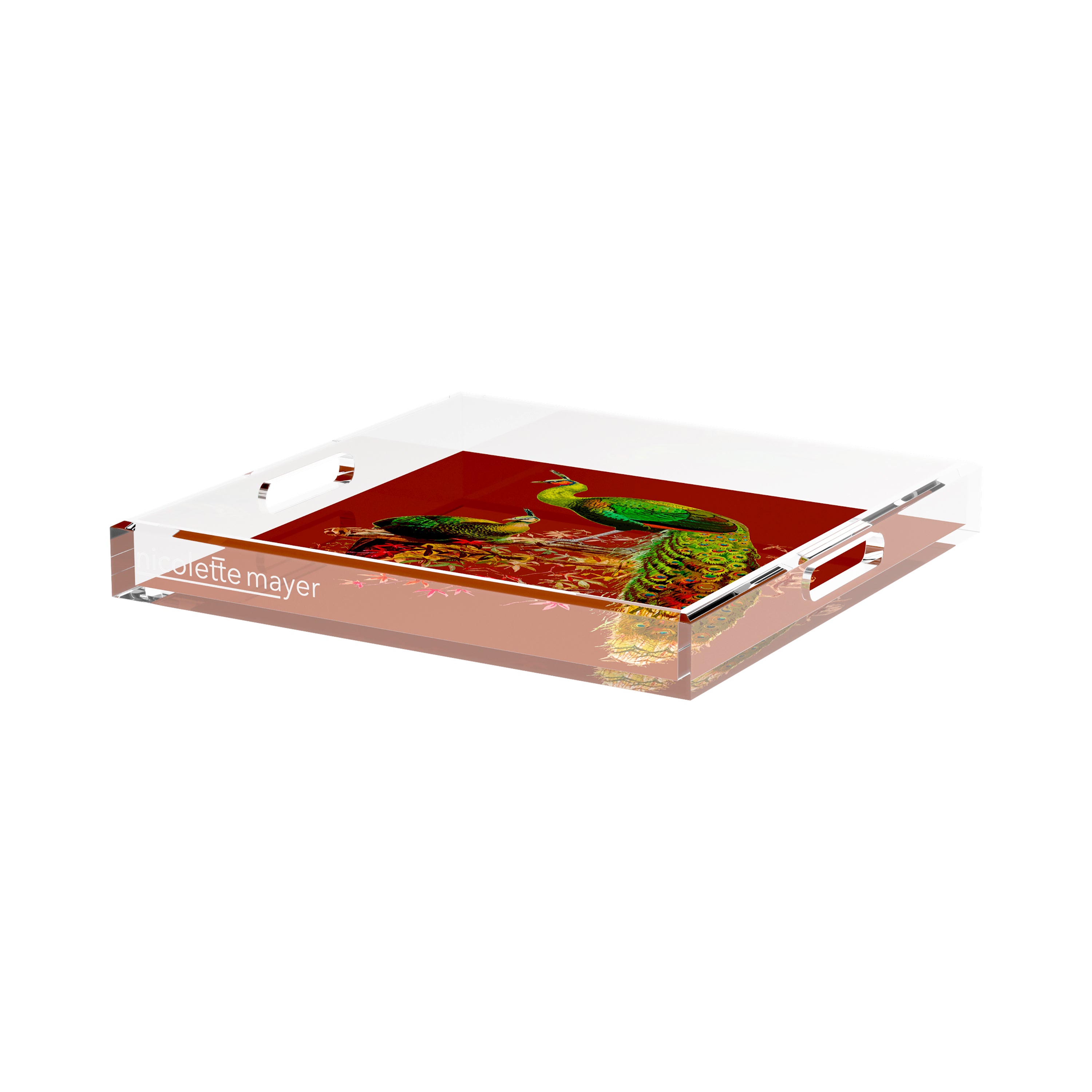 Family Pheasants Rust 15X15 Acrylic Tray - nicolettemayer.com