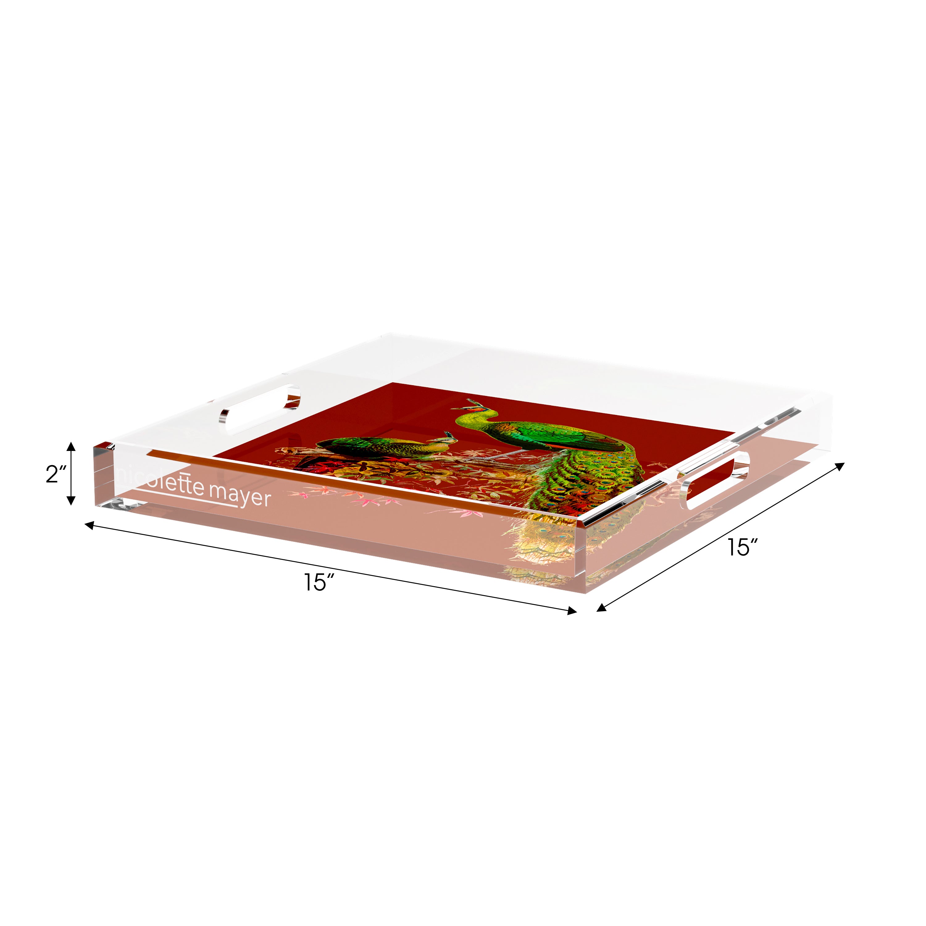 Family Pheasants Rust 15X15 Acrylic Tray - nicolettemayer.com