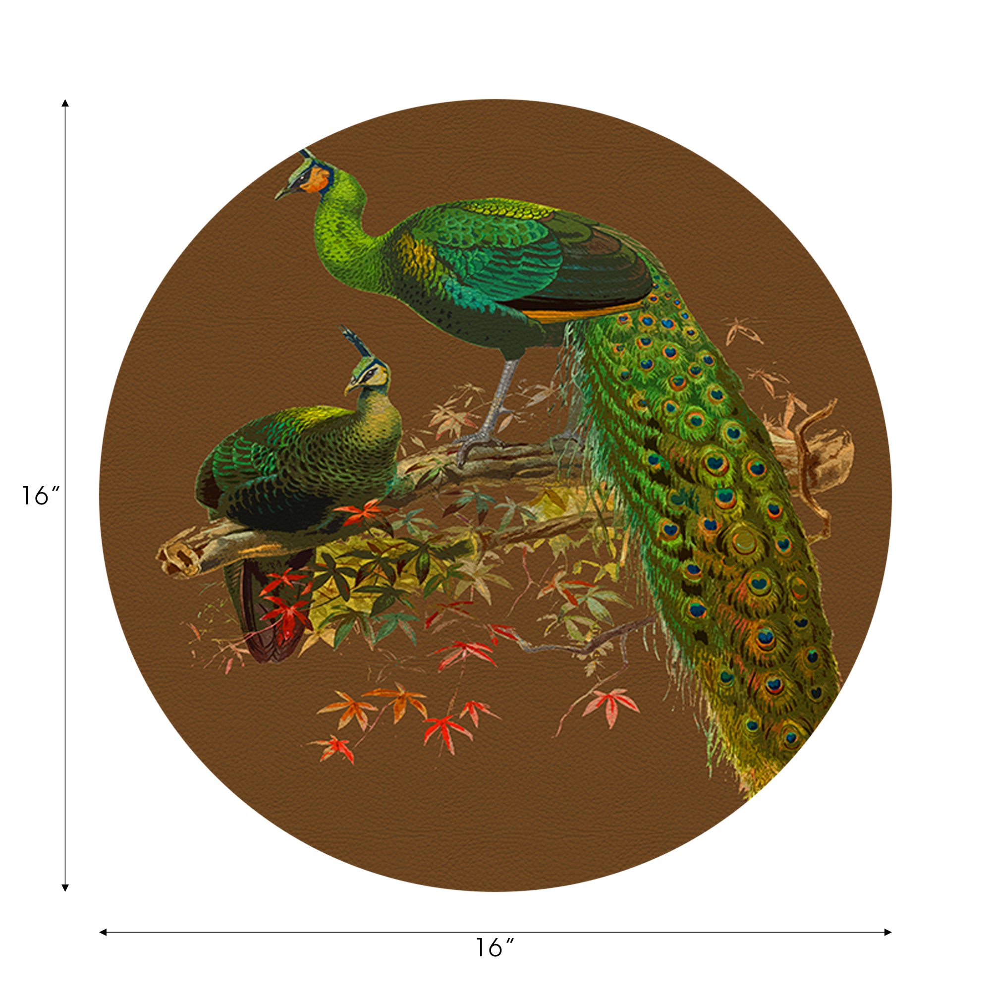 Family Pheasants Brown 16" Round Pebble Placemats, Set of 4 - nicolettemayer.com