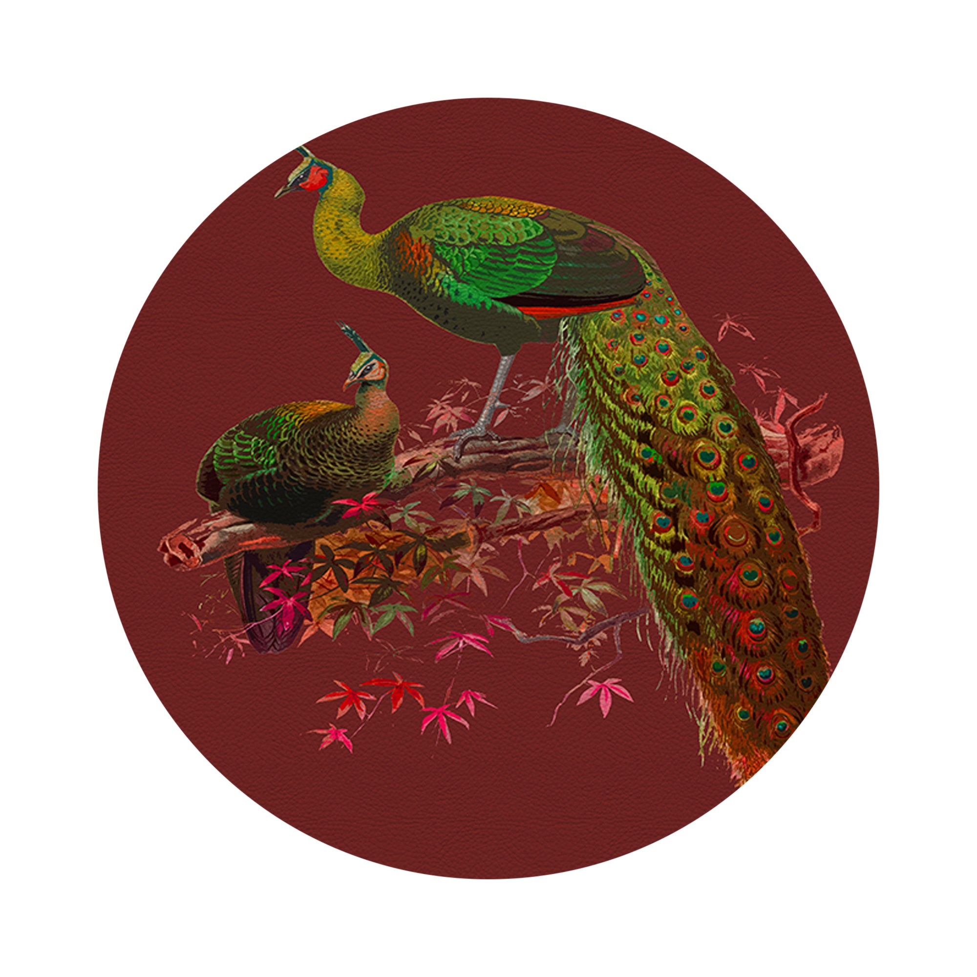 Family Pheasants Maple 16" Round Pebble Placemats, Set of 4 - nicolettemayer.com