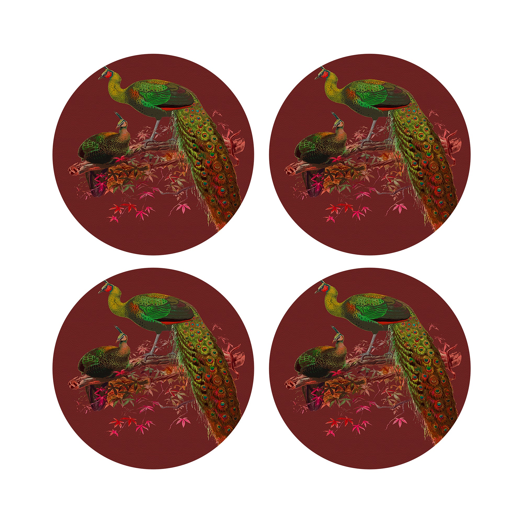 Family Pheasants Maple 16" Round Pebble Placemats, Set of 4 - nicolettemayer.com