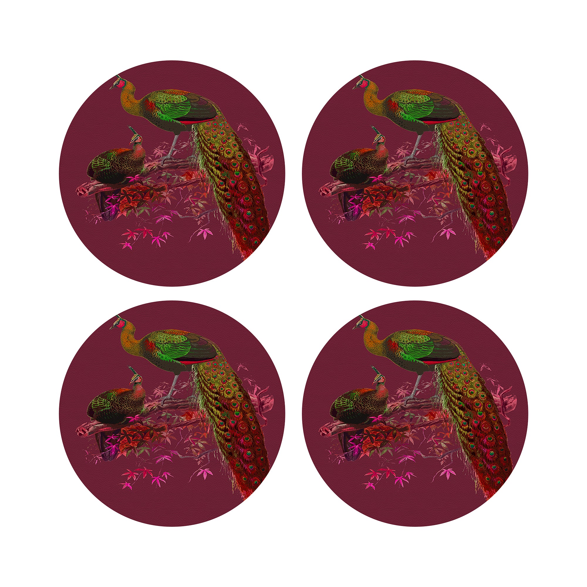 Family Pheasants Pinot 16" Round Pebble Placemats, Set of 4 - nicolettemayer.com