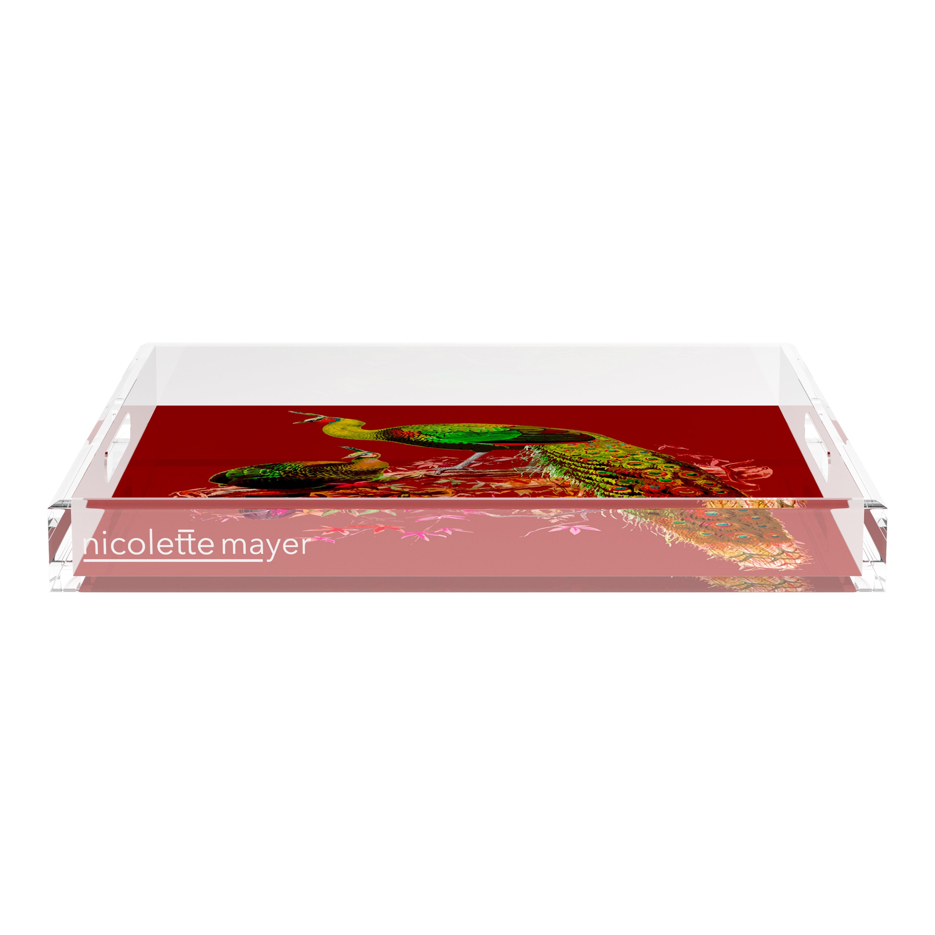 Family Pheasants Maple 18X18 Acrylic Tray - nicolettemayer.com