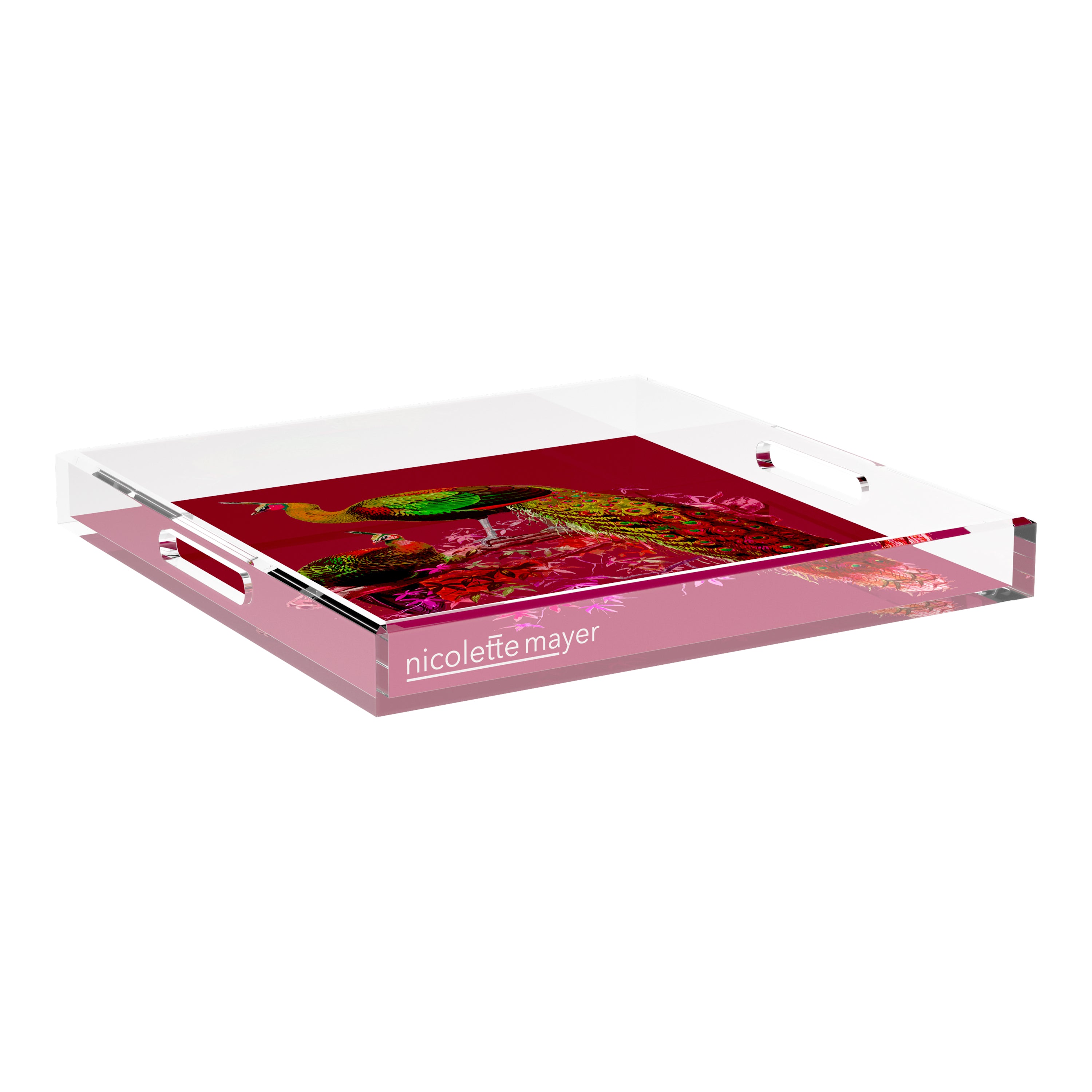 Family Pheasants Pinot 18X18 Acrylic Tray - nicolettemayer.com